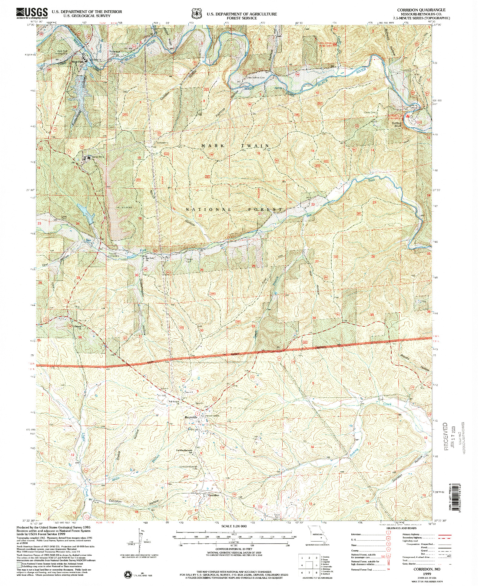 USGS 1:24000-SCALE QUADRANGLE FOR CORRIDON, MO 1999