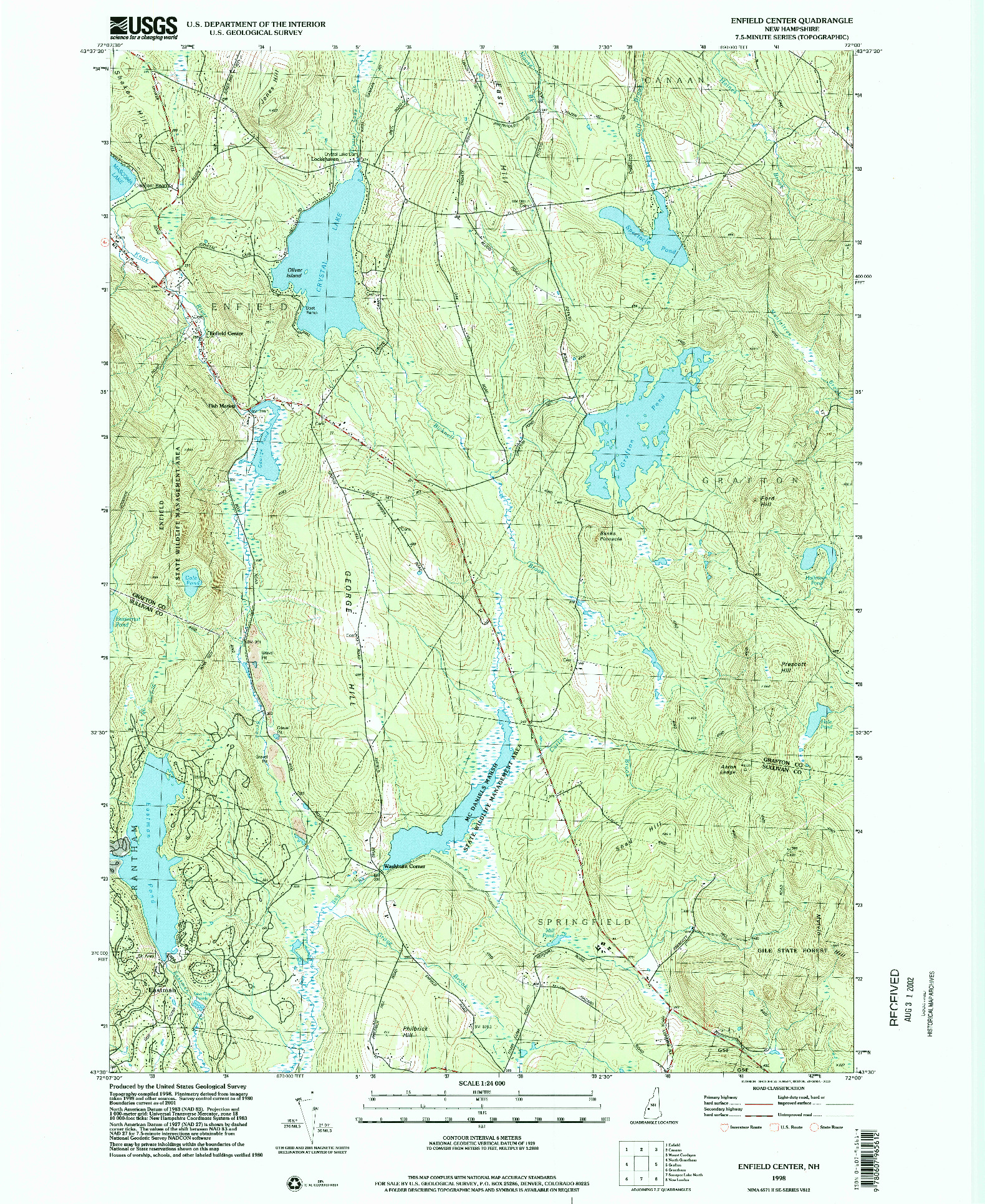 USGS 1:24000-SCALE QUADRANGLE FOR ENFIELD CENTER, NH 1998