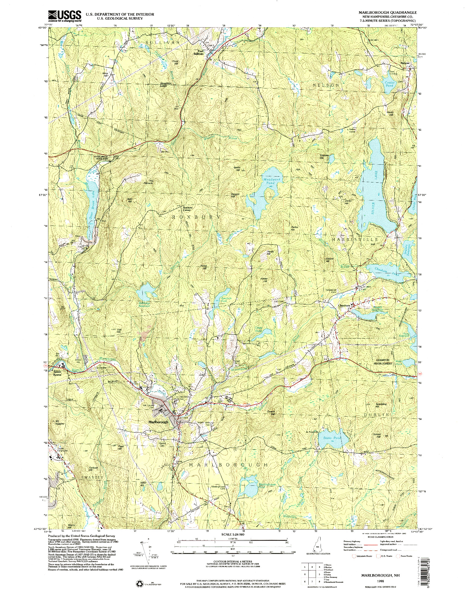 USGS 1:24000-SCALE QUADRANGLE FOR MARLBOROUGH, NH 1998