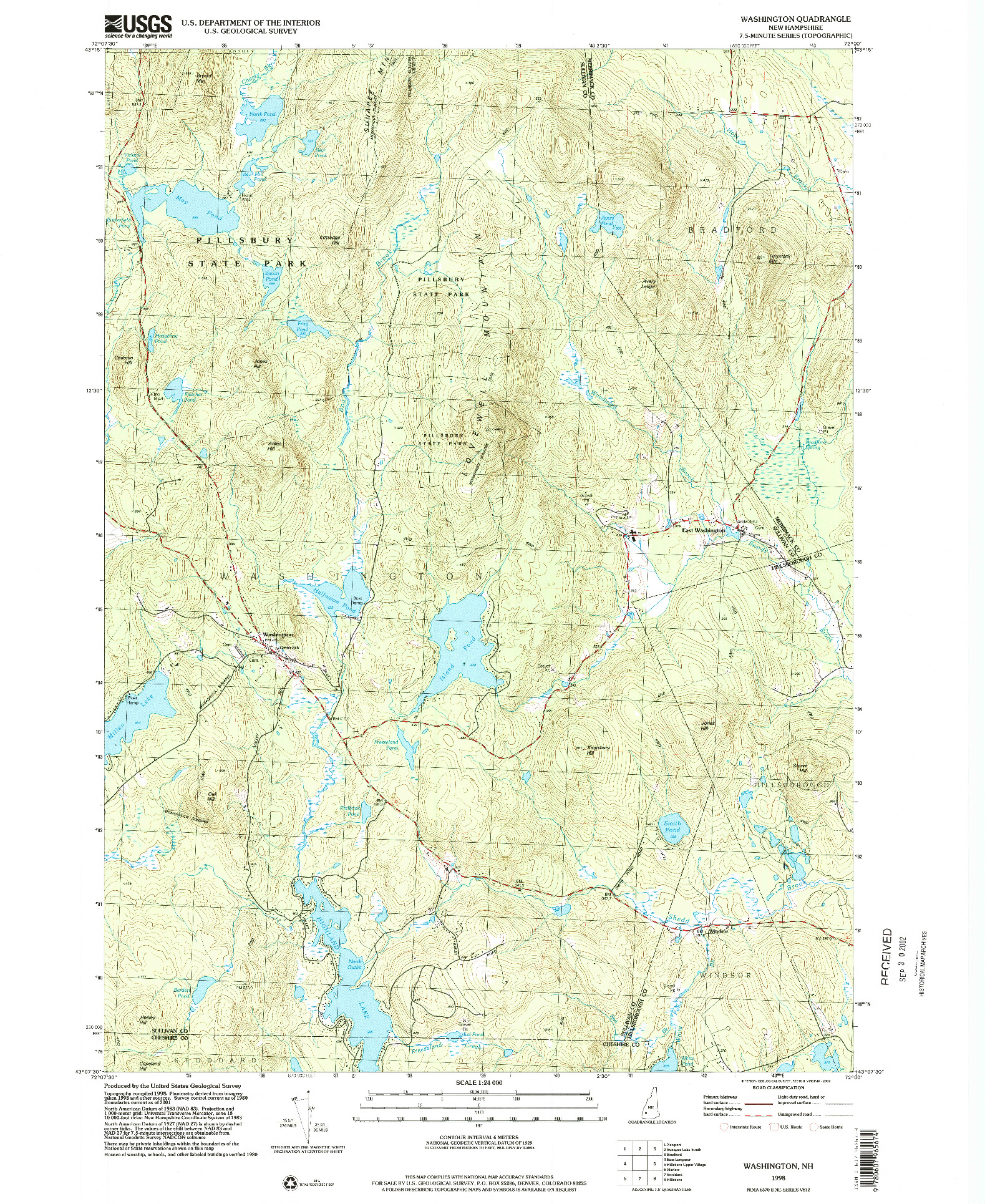 USGS 1:24000-SCALE QUADRANGLE FOR WASHINGTON, NH 1998