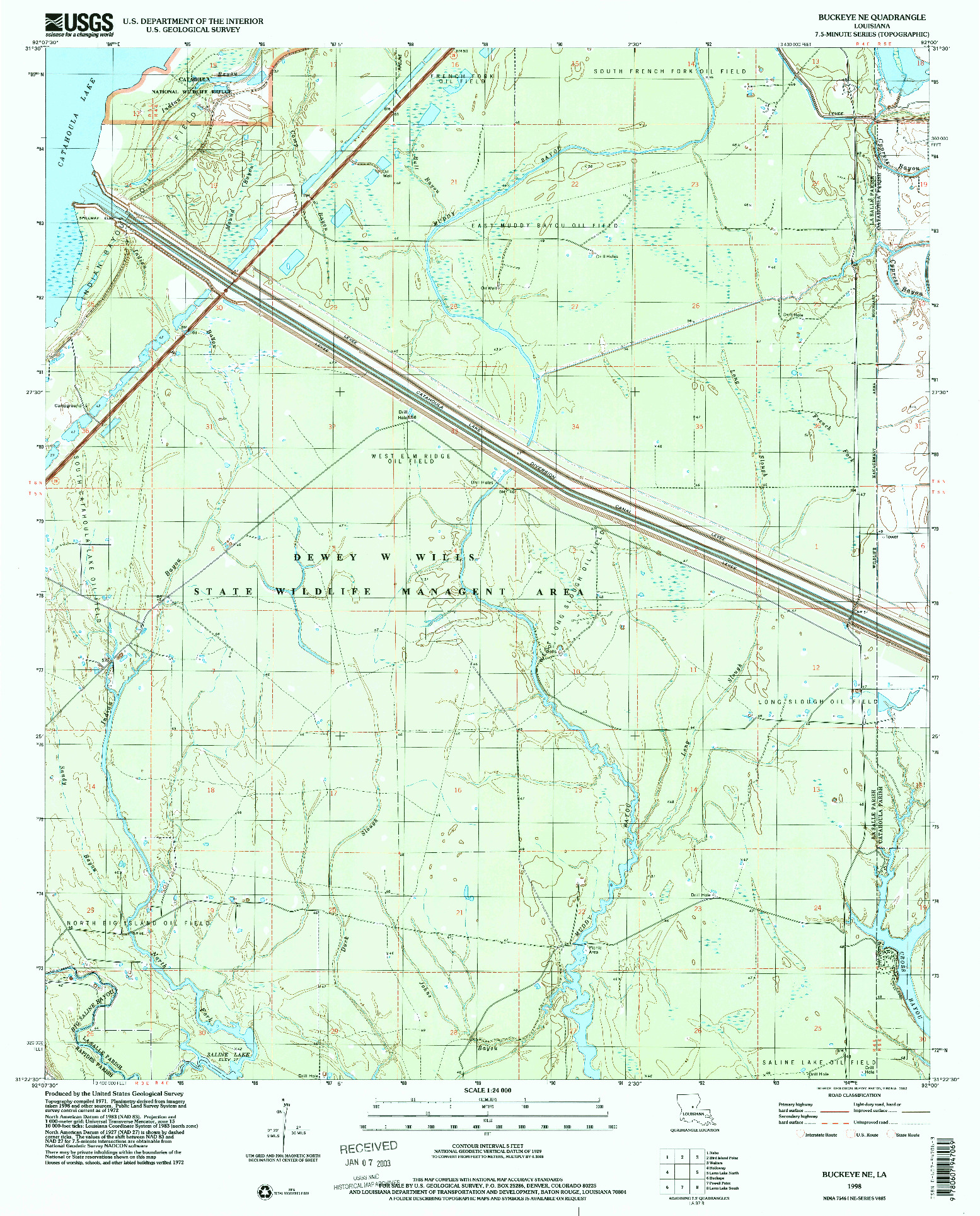 USGS 1:24000-SCALE QUADRANGLE FOR BUCKEYE NE, LA 1998