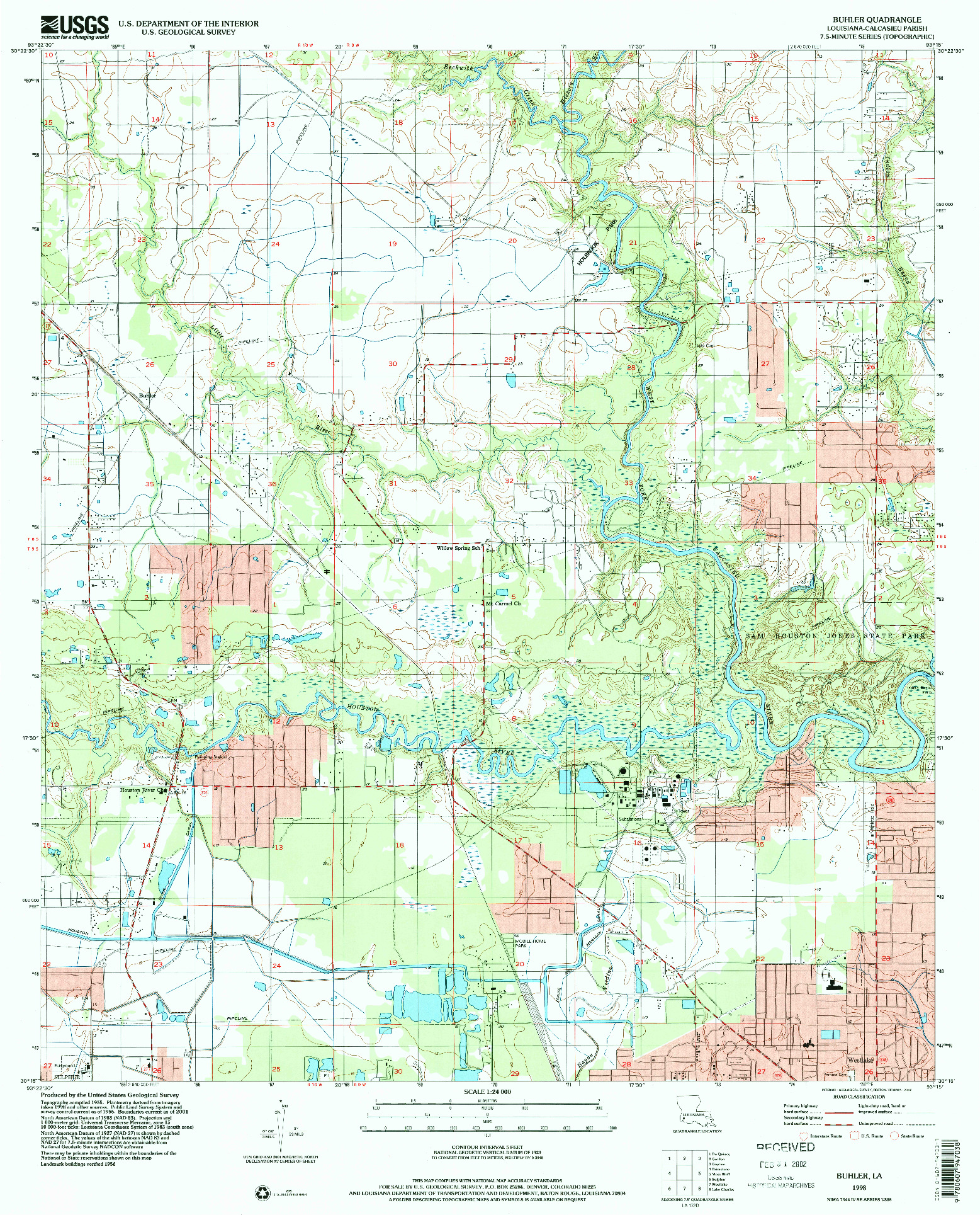 USGS 1:24000-SCALE QUADRANGLE FOR BUHLER, LA 1998