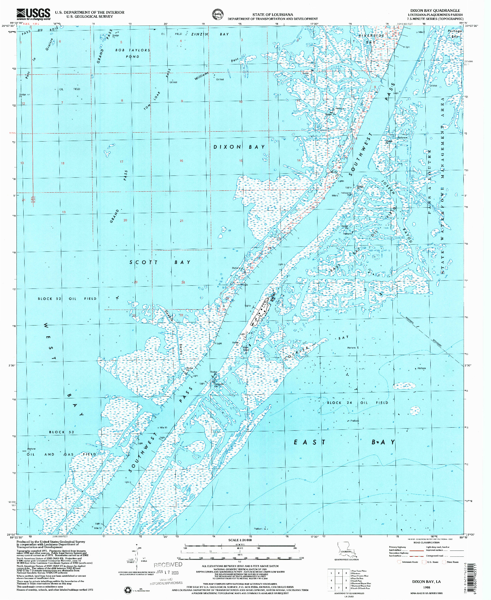 USGS 1:24000-SCALE QUADRANGLE FOR DIXON BAY, LA 1998