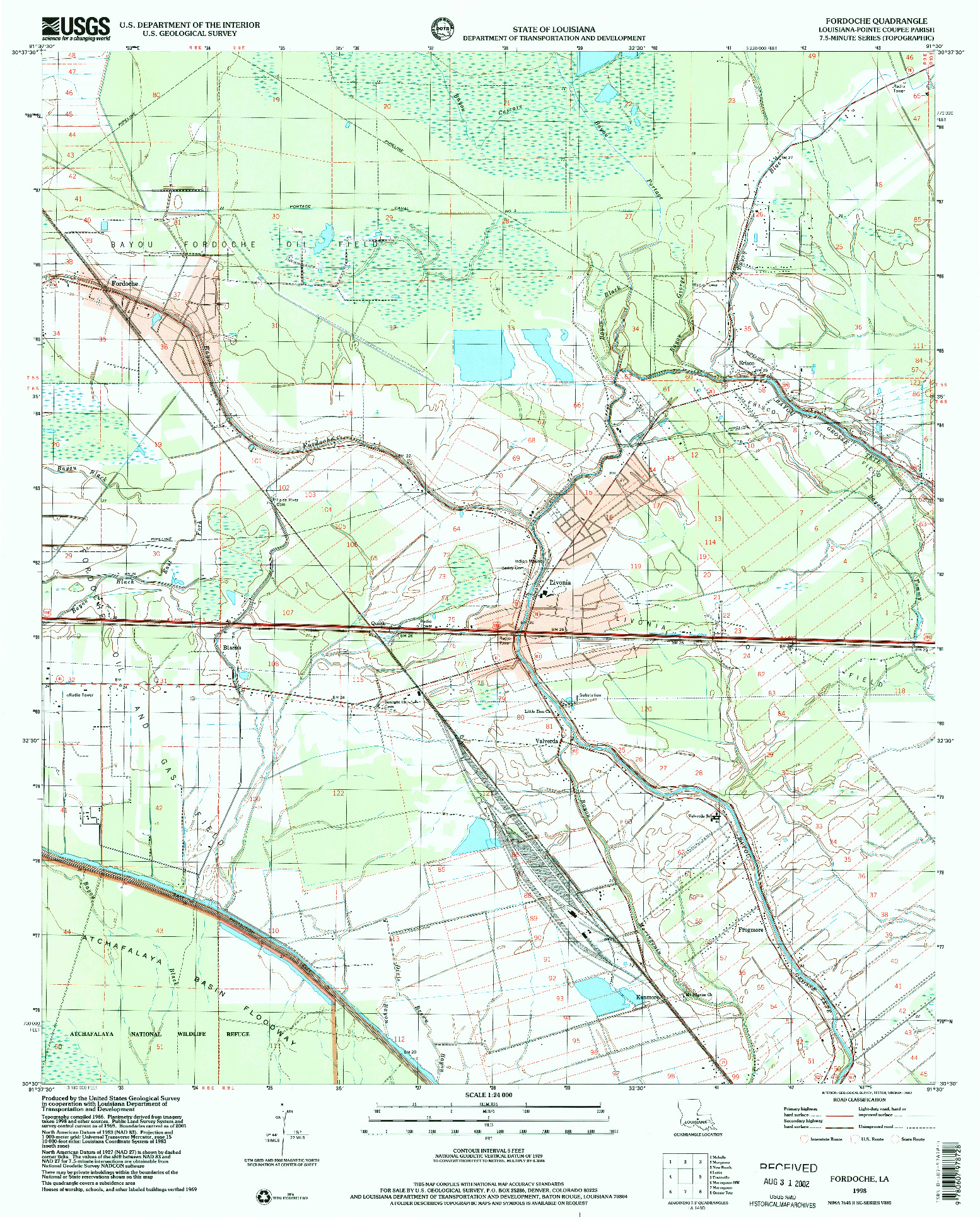 USGS 1:24000-SCALE QUADRANGLE FOR FORDOCHE, LA 1998
