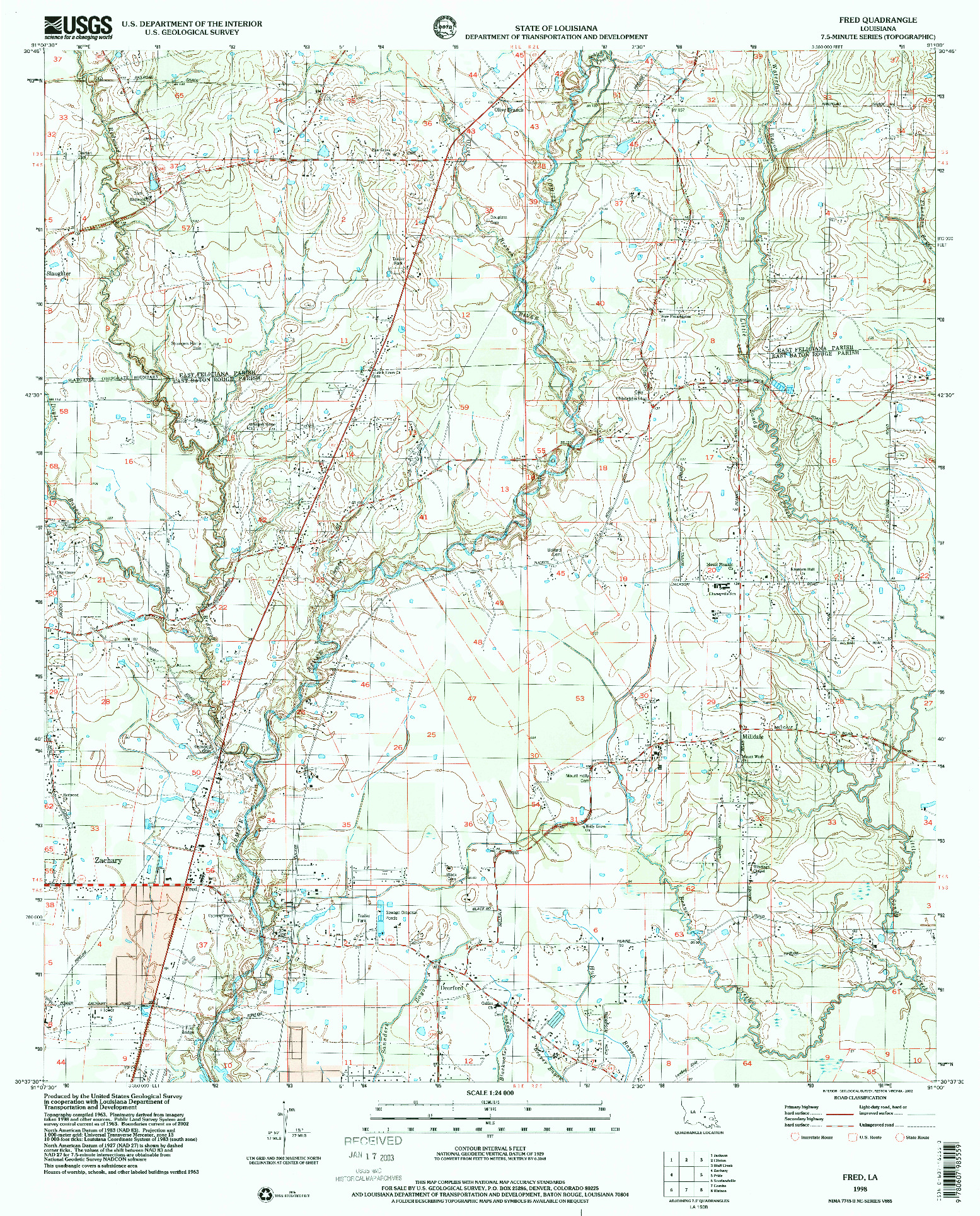 USGS 1:24000-SCALE QUADRANGLE FOR FRED, LA 1998
