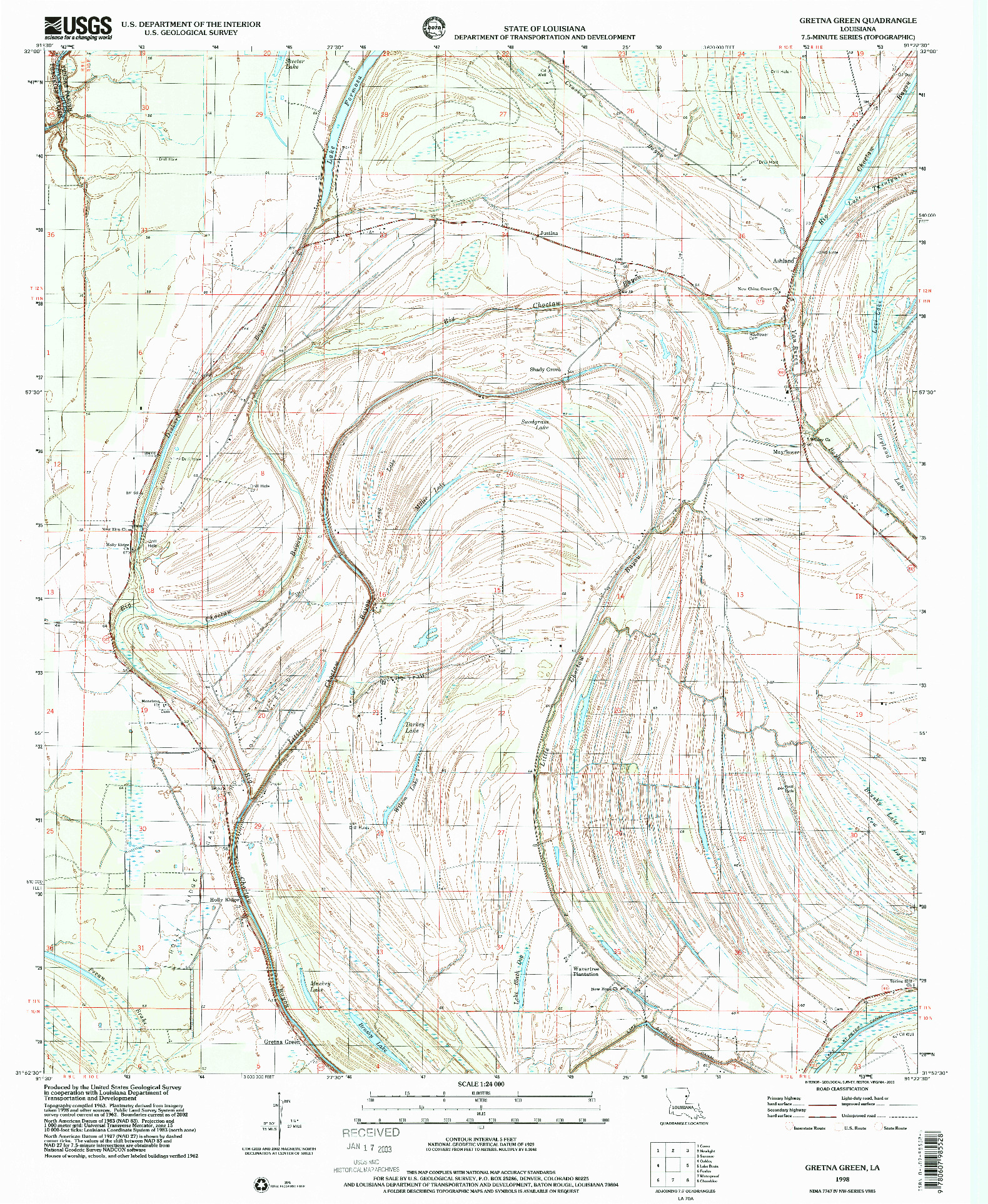 USGS 1:24000-SCALE QUADRANGLE FOR GRETNA GREEN, LA 1998