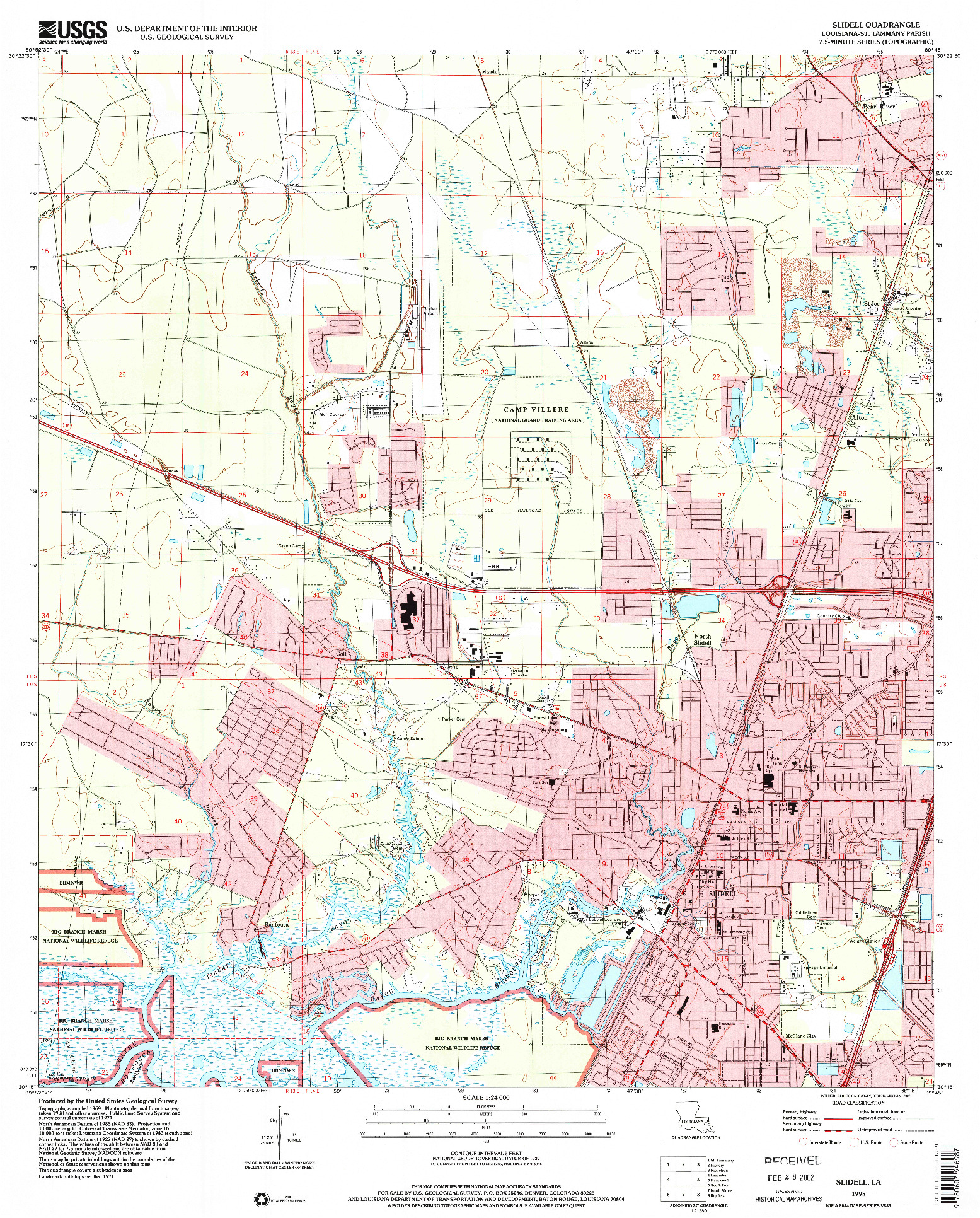 USGS 1:24000-SCALE QUADRANGLE FOR SLIDELL, LA 1998