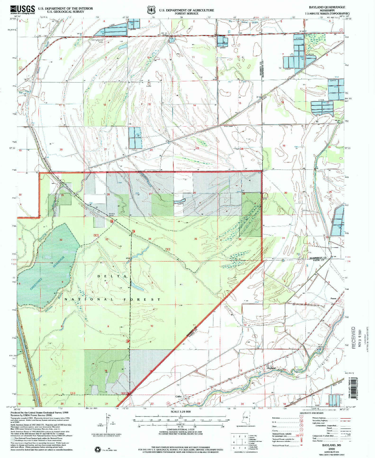 USGS 1:24000-SCALE QUADRANGLE FOR BAYLAND, MS 2000