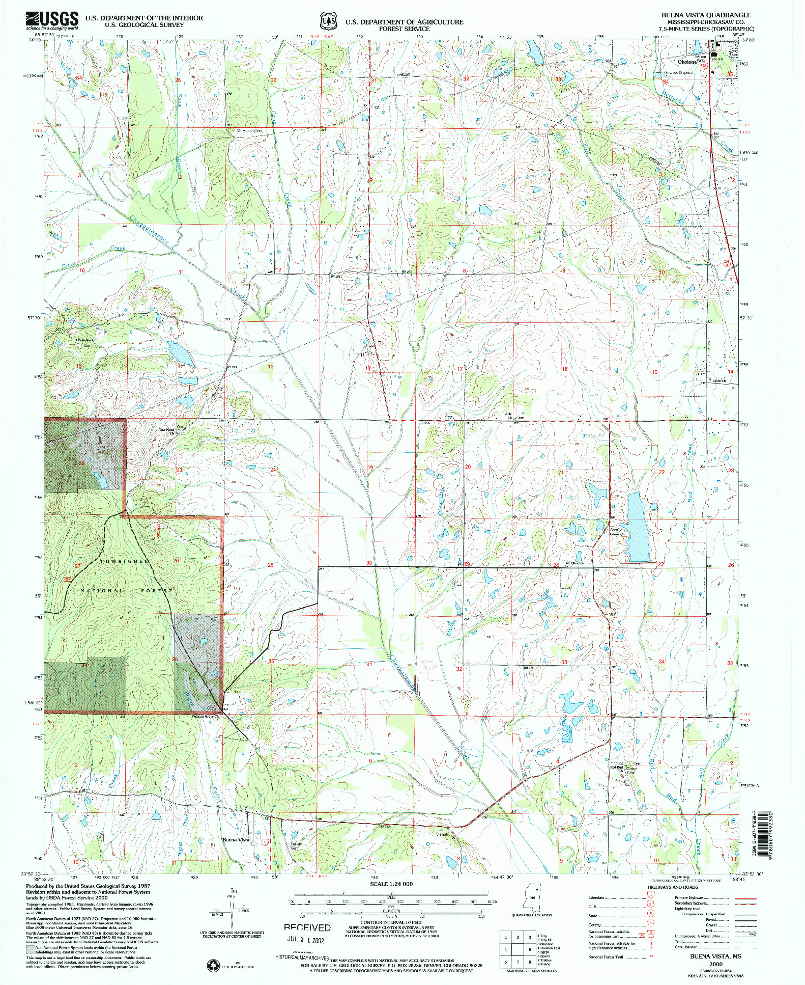 USGS 1:24000-SCALE QUADRANGLE FOR BUENA VISTA, MS 2000