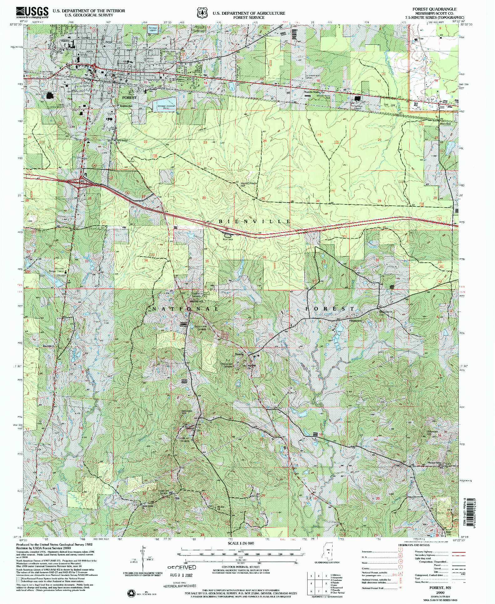 USGS 1:24000-SCALE QUADRANGLE FOR FOREST, MS 2000