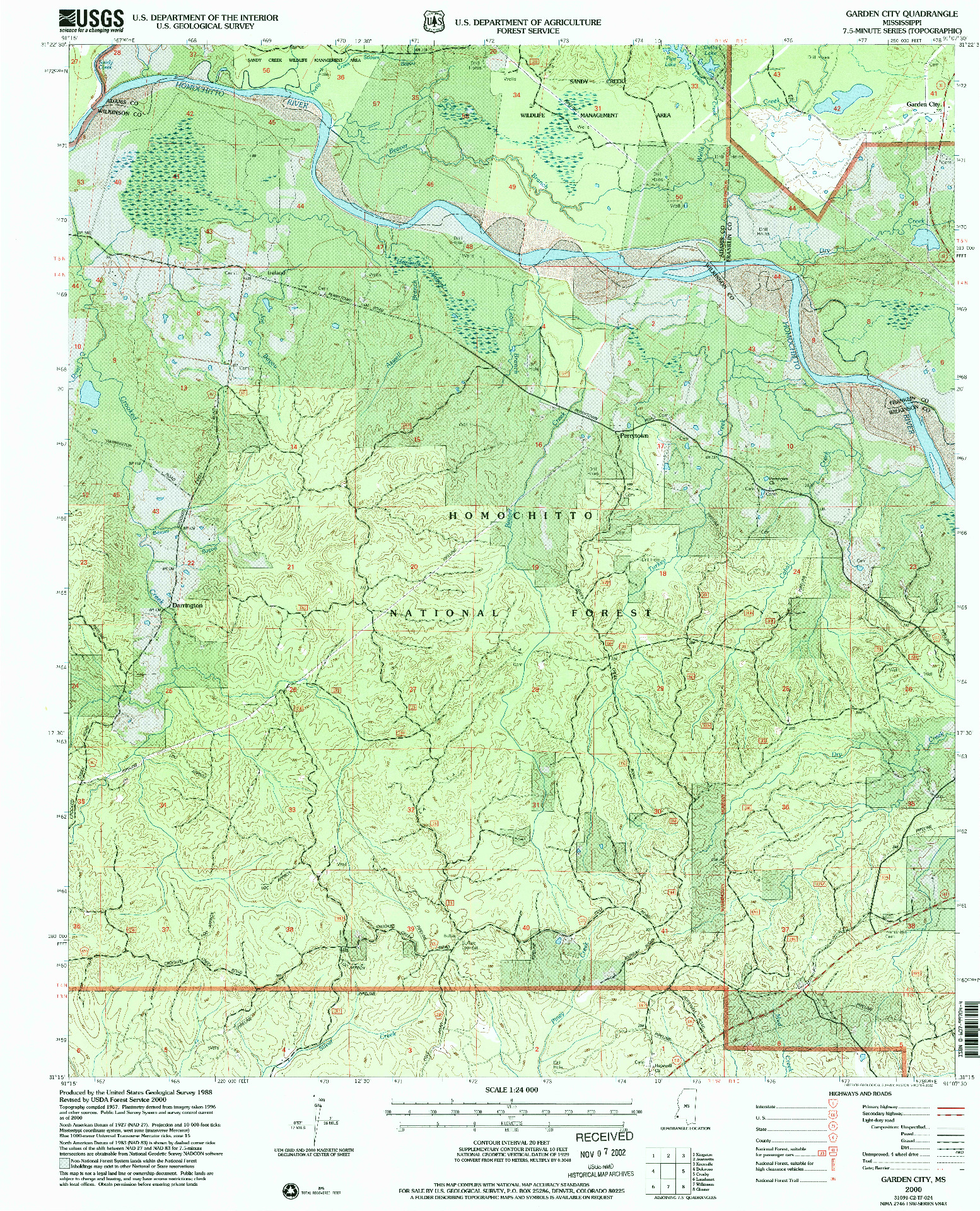 USGS 1:24000-SCALE QUADRANGLE FOR GARDEN CITY, MS 2000