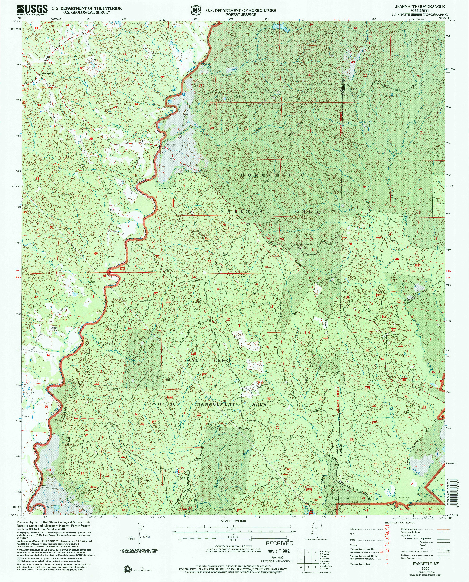 USGS 1:24000-SCALE QUADRANGLE FOR JEANNETTE, MS 2000