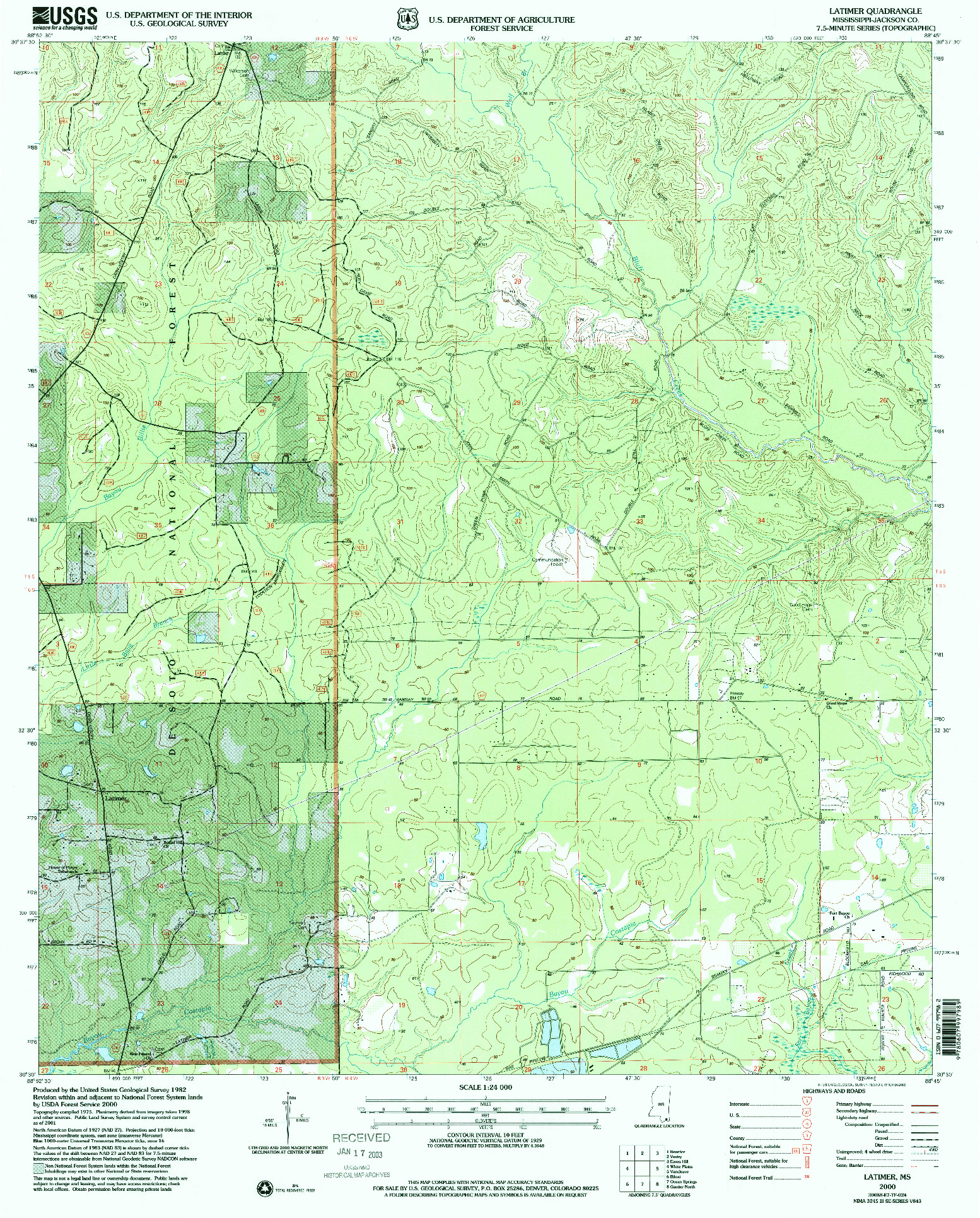 USGS 1:24000-SCALE QUADRANGLE FOR LATIMER, MS 2000