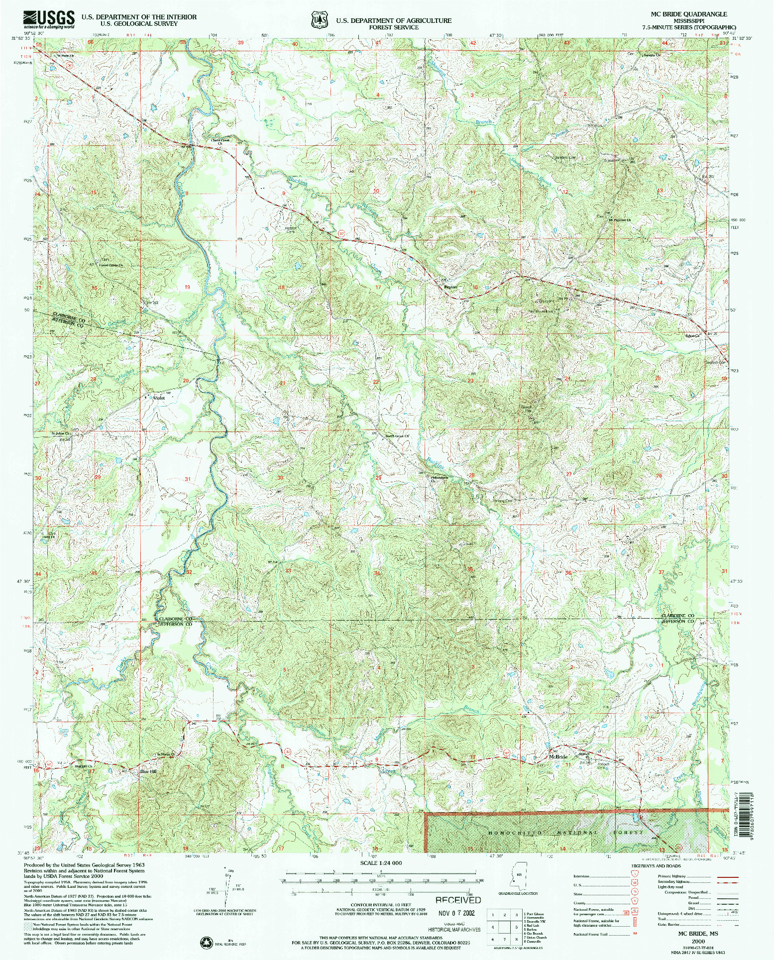 USGS 1:24000-SCALE QUADRANGLE FOR MCBRIDE, MS 2000