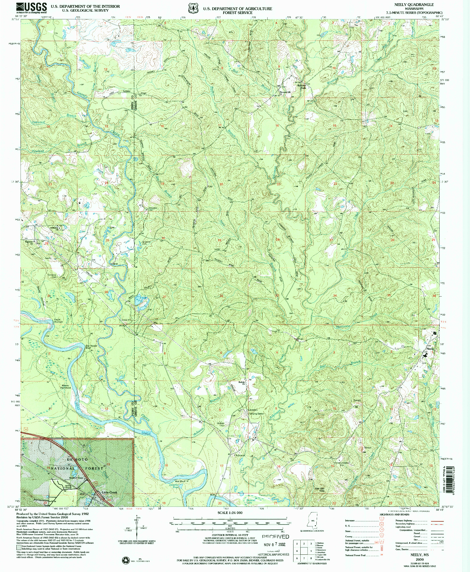 USGS 1:24000-SCALE QUADRANGLE FOR NEELY, MS 2000