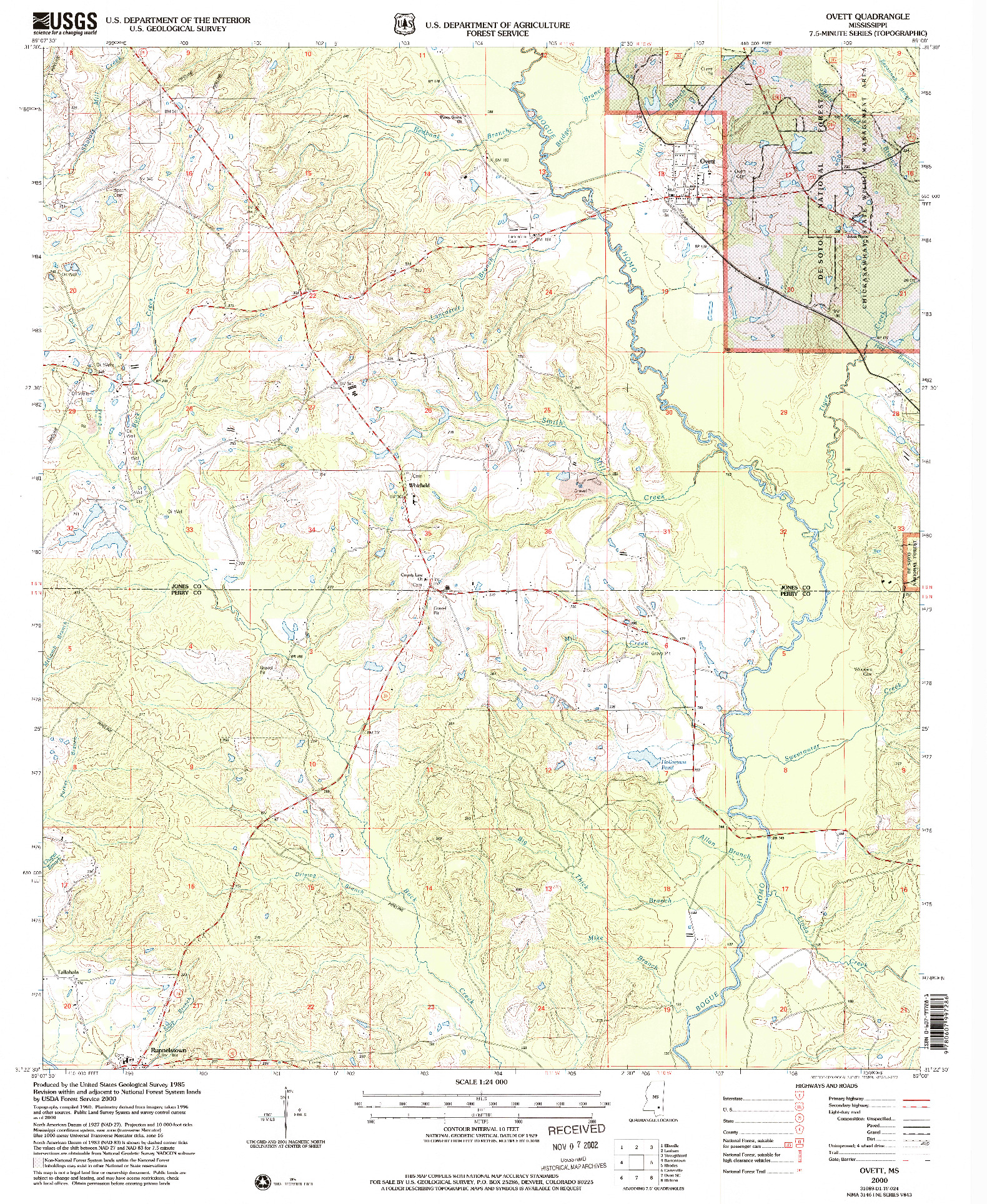 USGS 1:24000-SCALE QUADRANGLE FOR OVETT, MS 2000
