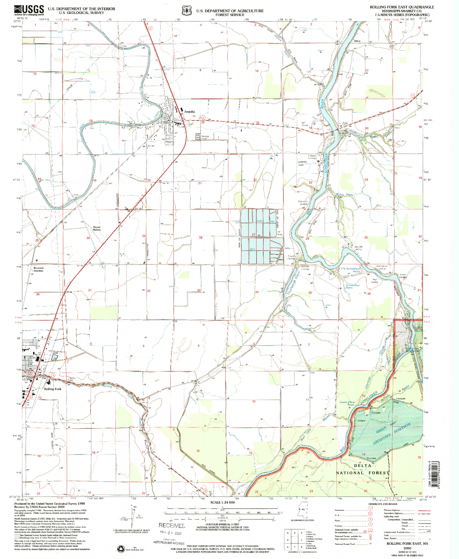 USGS 1:24000-SCALE QUADRANGLE FOR ROLLING FORK EAST, MS 2000