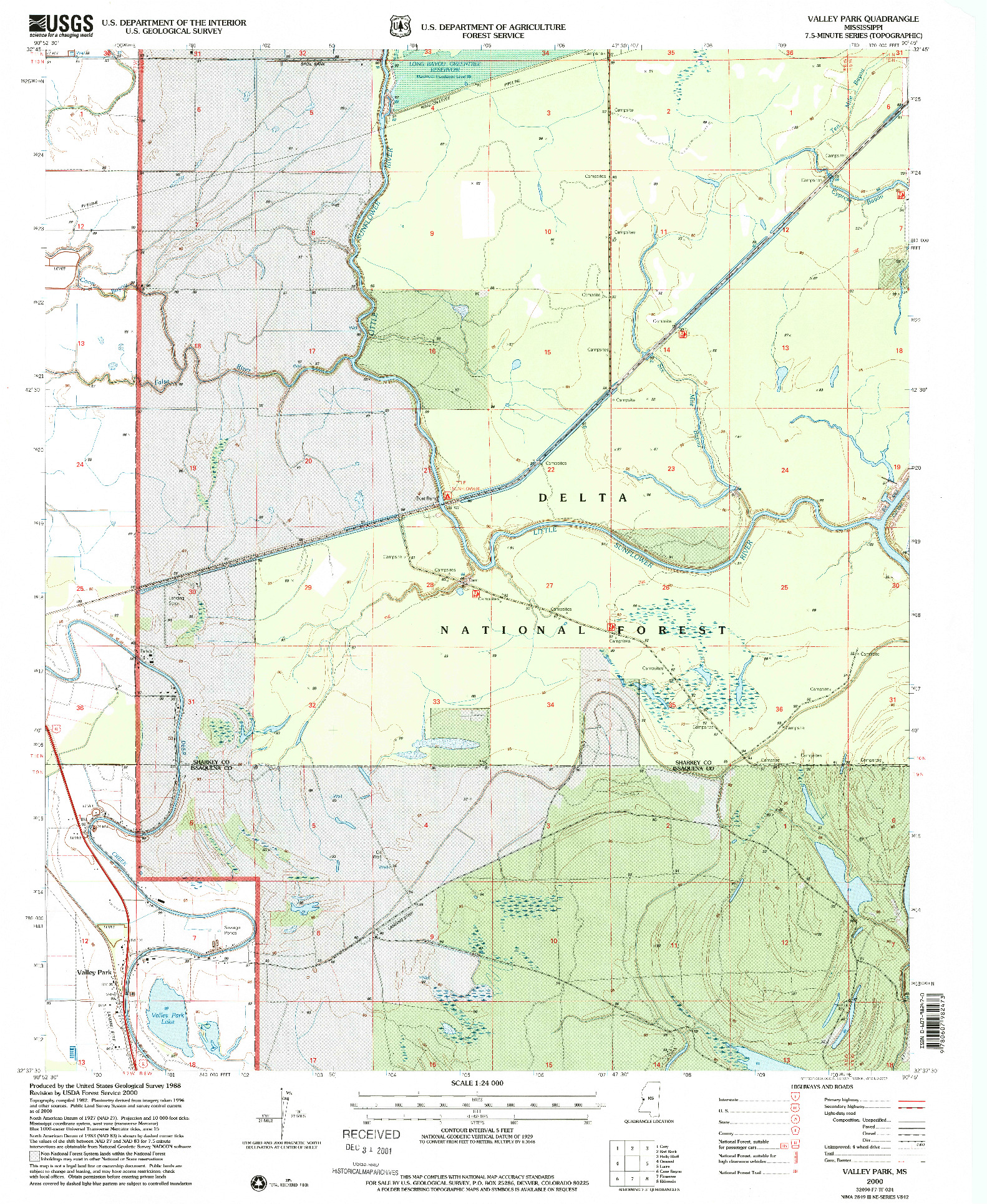 USGS 1:24000-SCALE QUADRANGLE FOR VALLEY PARK, MS 2000