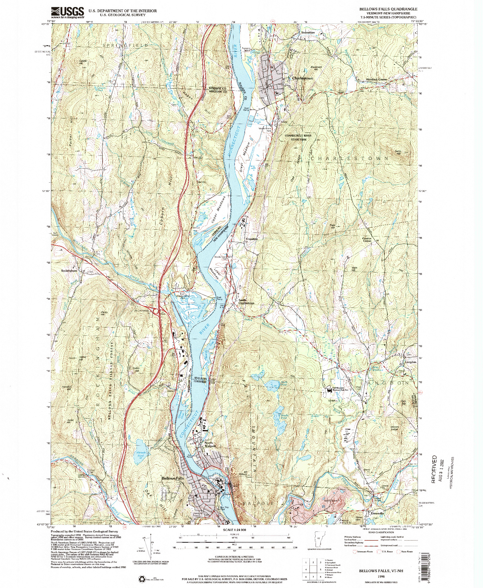 USGS 1:24000-SCALE QUADRANGLE FOR BELLOWS FALLS, VT 1998