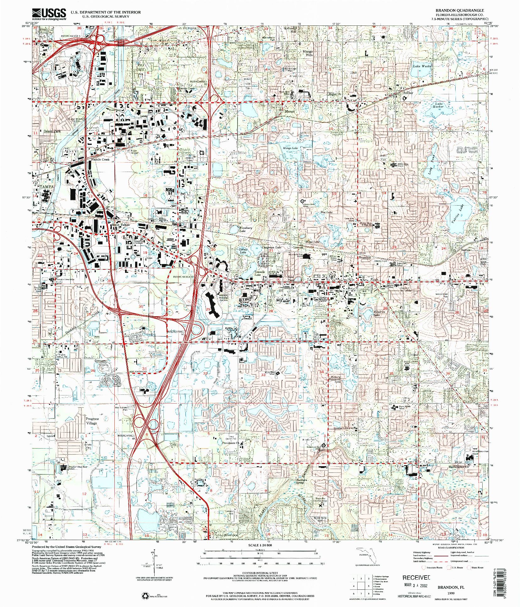 USGS 1:24000-SCALE QUADRANGLE FOR BRANDON, FL 1999