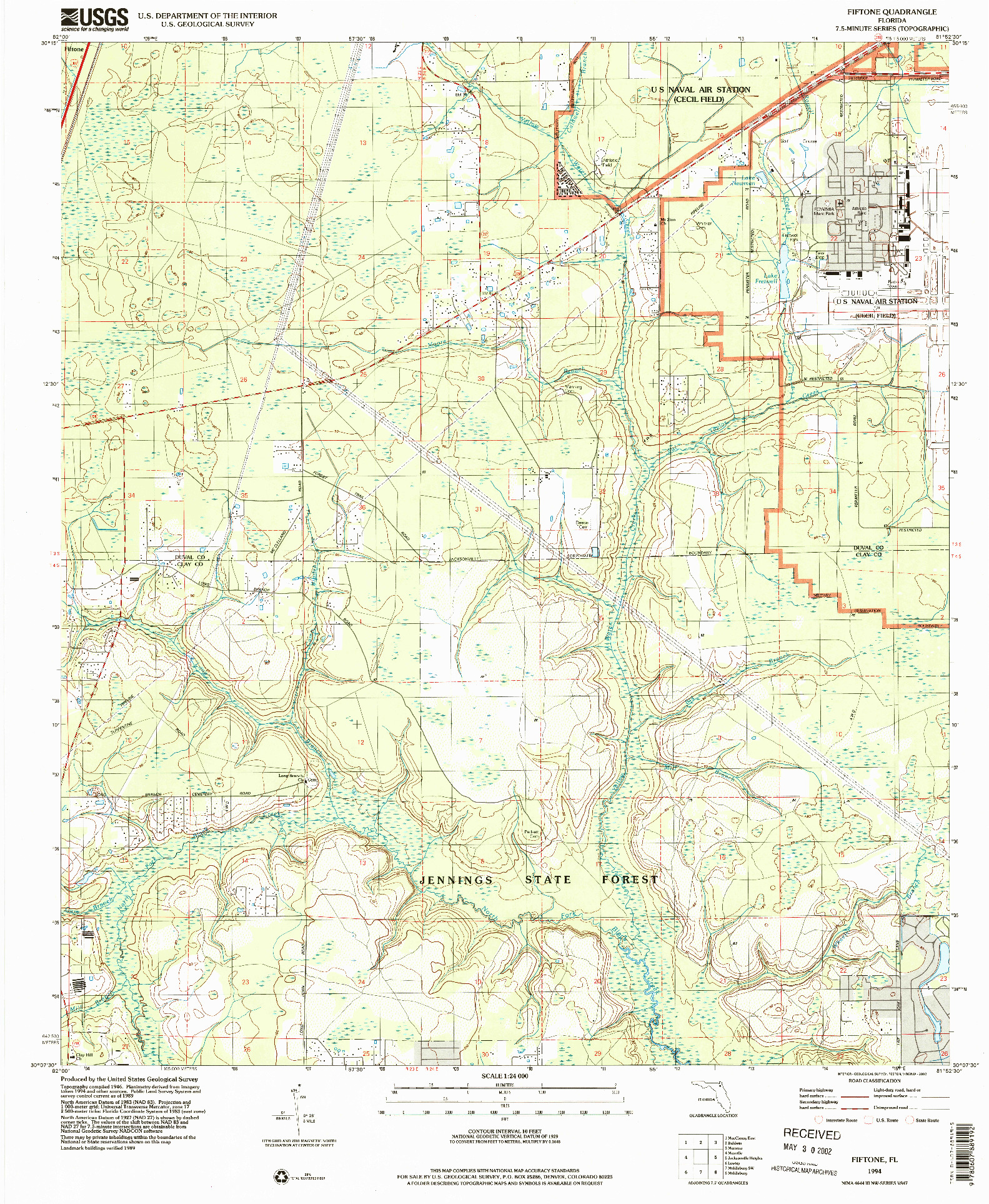 USGS 1:24000-SCALE QUADRANGLE FOR FIFTONE, FL 1994