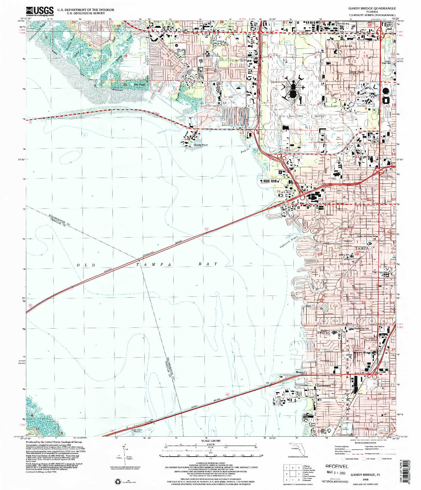 USGS 1:24000-SCALE QUADRANGLE FOR GANDY BRIDGE, FL 1998