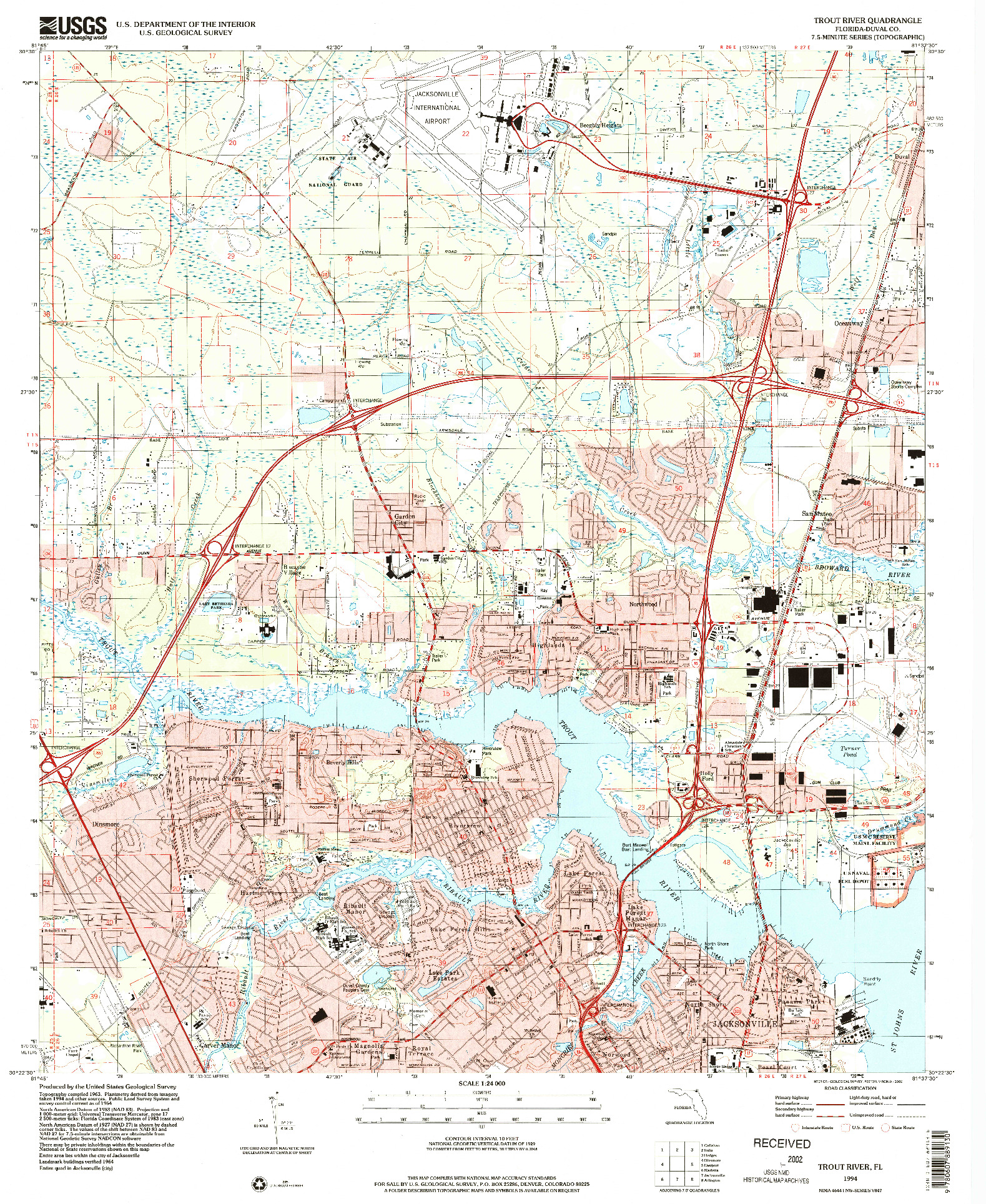 USGS 1:24000-SCALE QUADRANGLE FOR TROUT RIVER, FL 1994