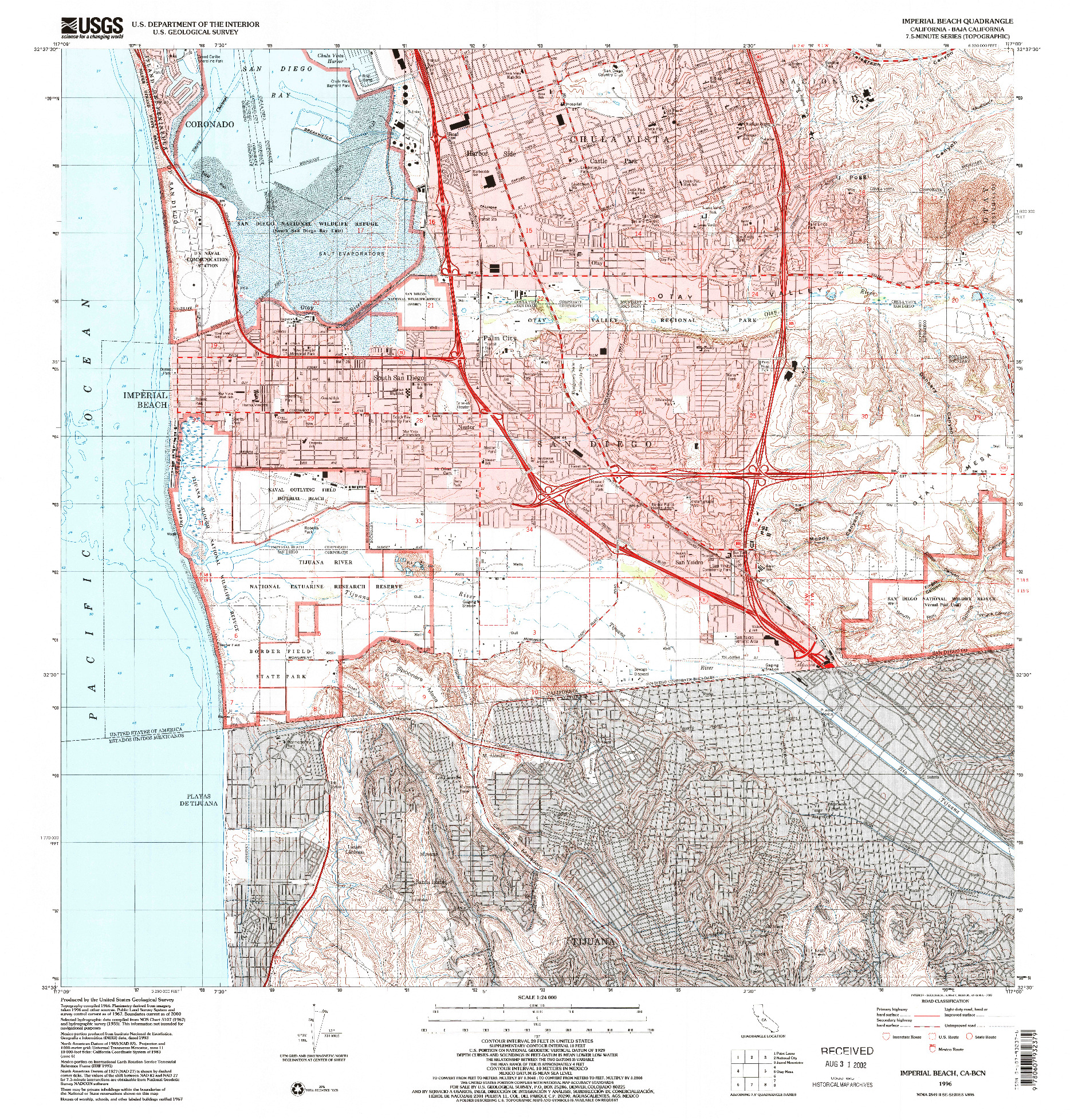 USGS 1:24000-SCALE QUADRANGLE FOR IMPERIAL BEACH, CA 1996