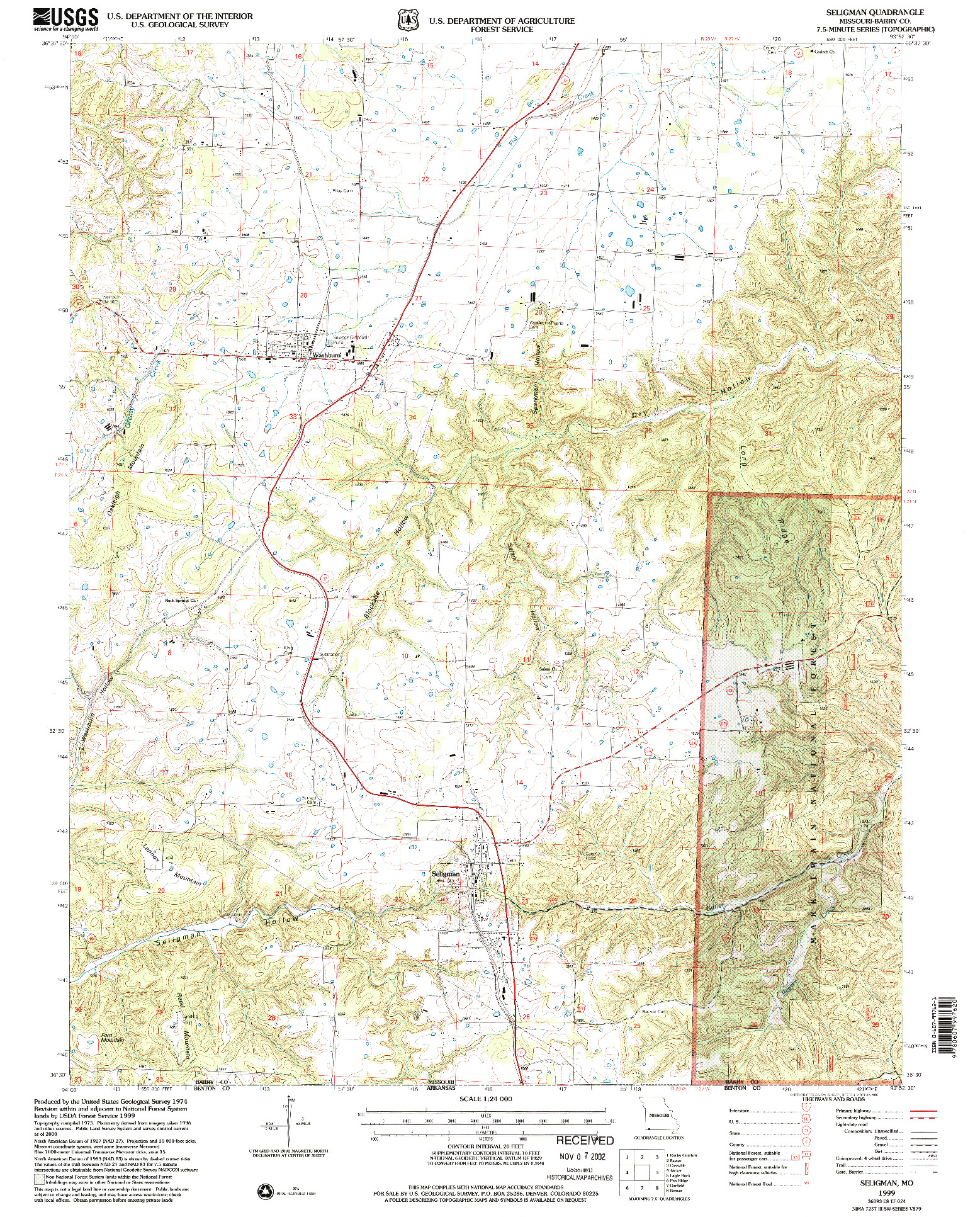 USGS 1:24000-SCALE QUADRANGLE FOR SELIGMAN, MO 1999