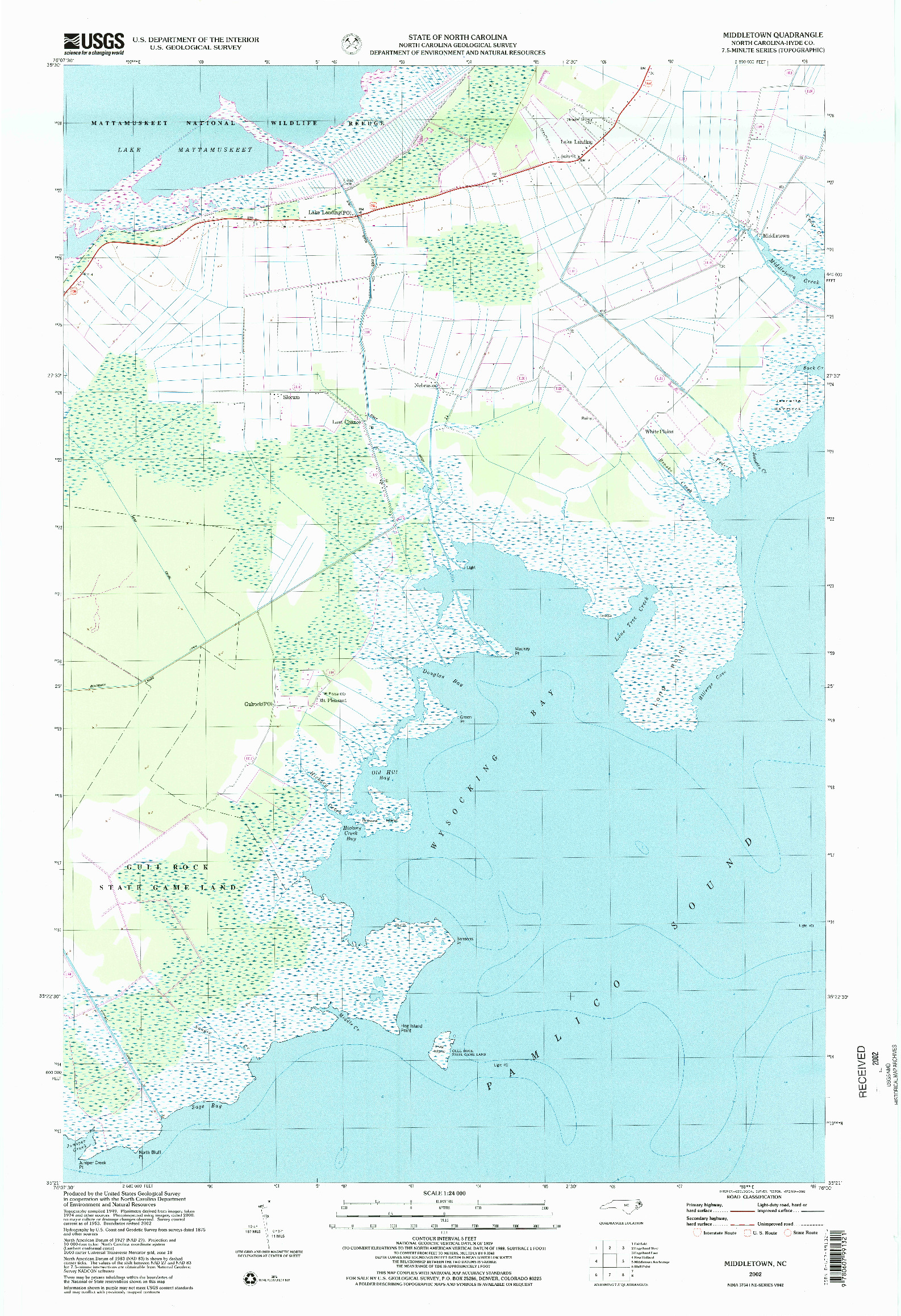USGS 1:24000-SCALE QUADRANGLE FOR MIDDLETOWN, NC 2002
