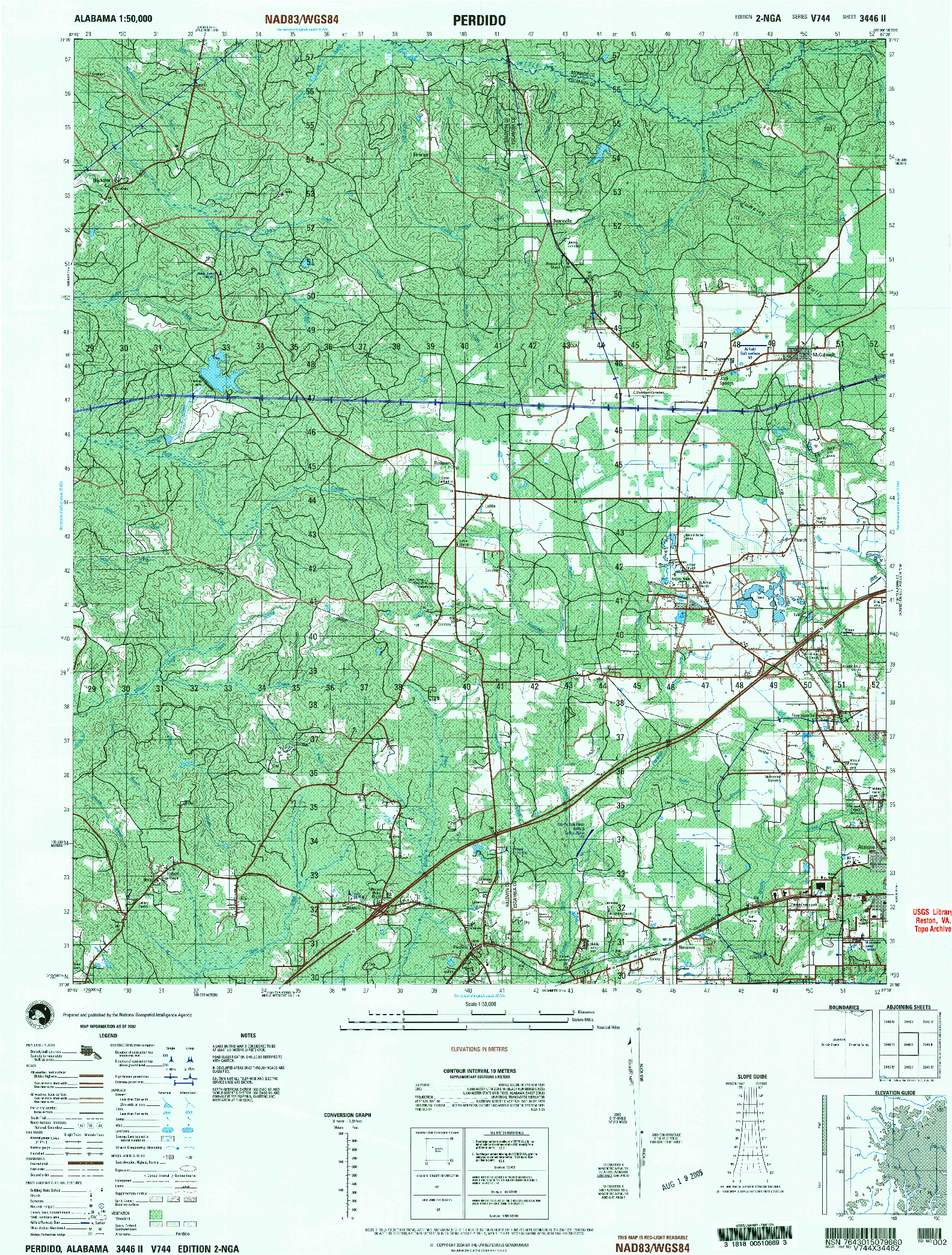 USGS 1:50000-SCALE QUADRANGLE FOR PERDIDO, AL 2002