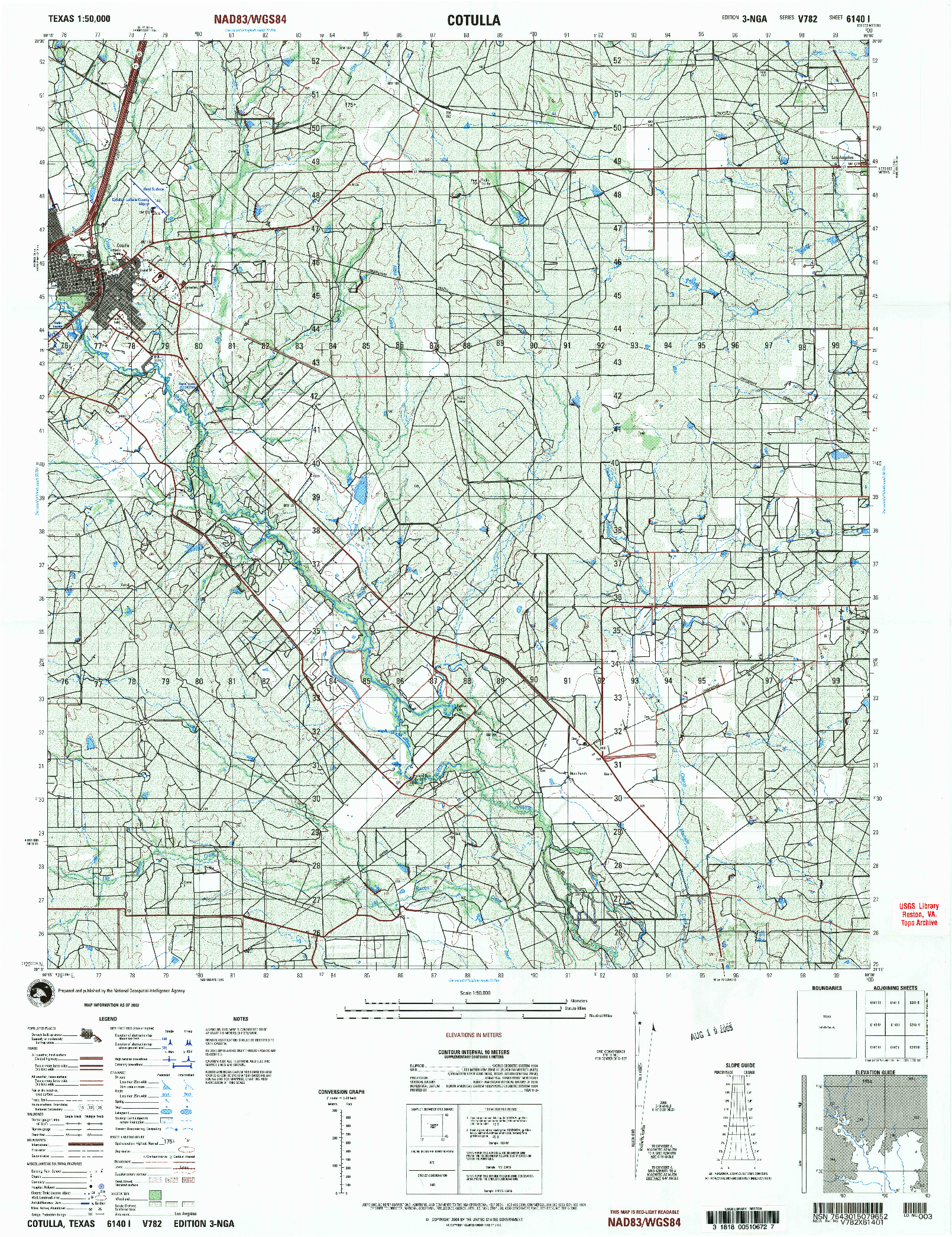 USGS 1:50000-SCALE QUADRANGLE FOR COTULLA, TX 2002