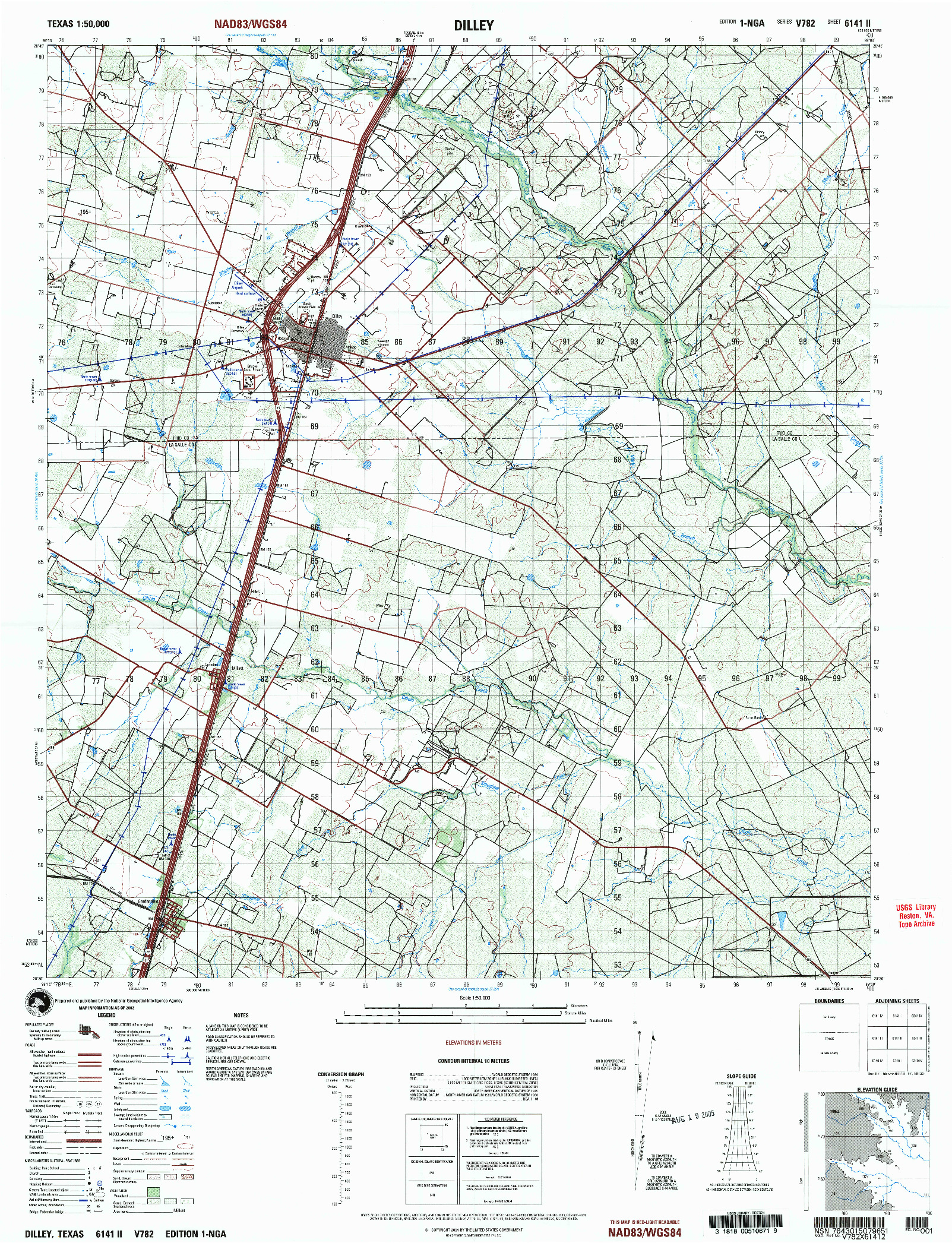 USGS 1:50000-SCALE QUADRANGLE FOR DILLEY, TX 2002