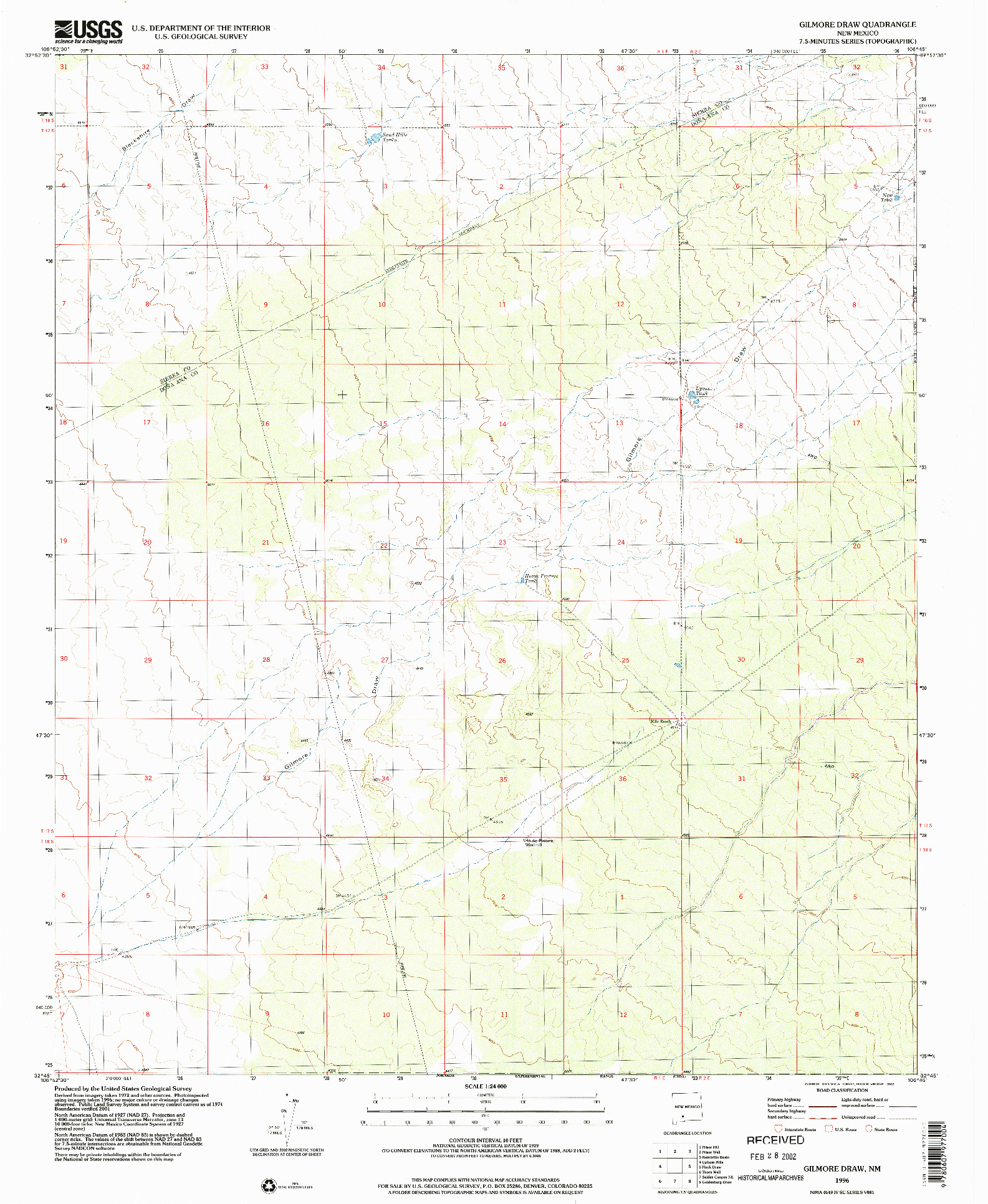 USGS 1:24000-SCALE QUADRANGLE FOR GILMORE DRAW, NM 1996