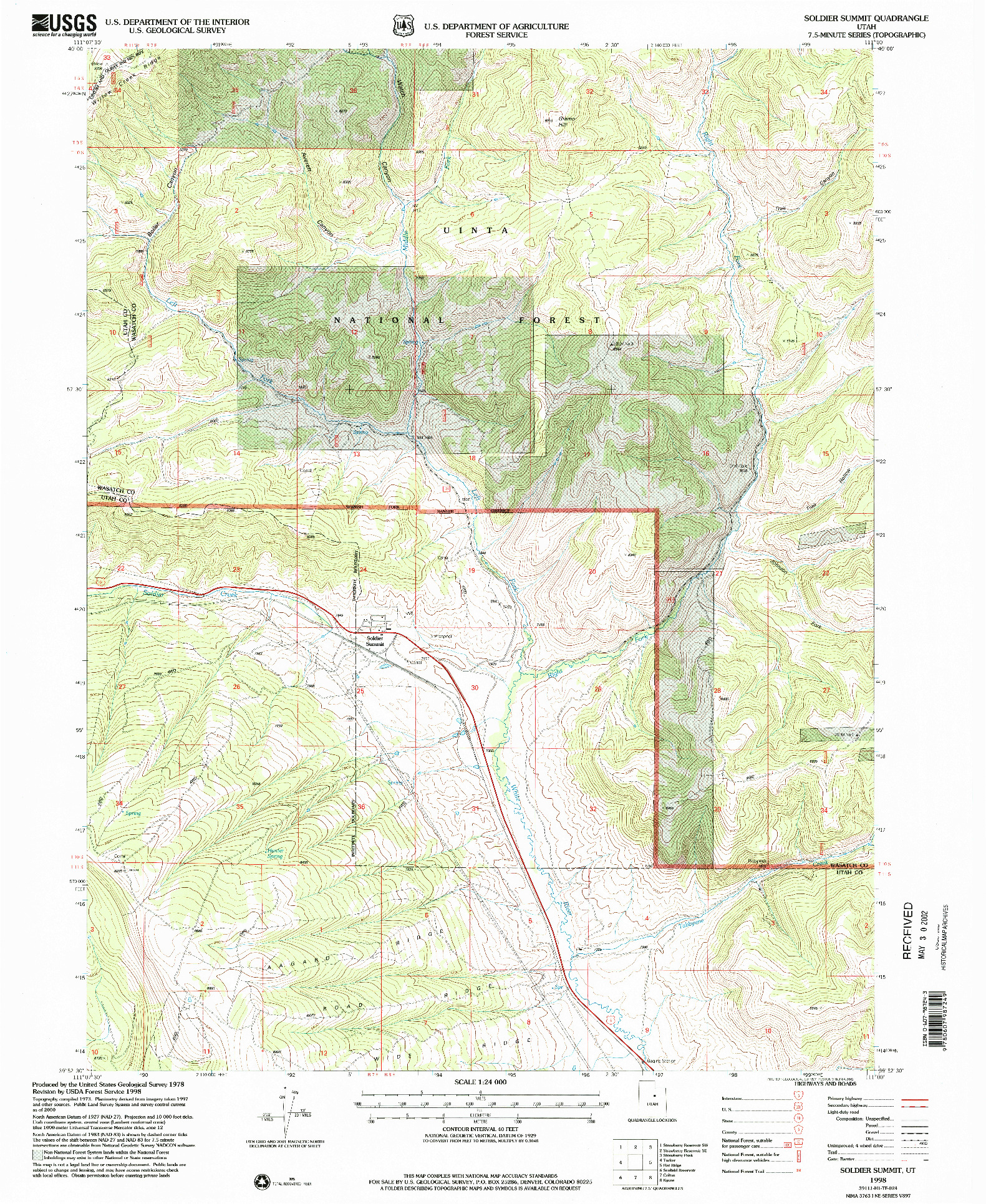 USGS 1:24000-SCALE QUADRANGLE FOR SOLDIER SUMMIT, UT 1998