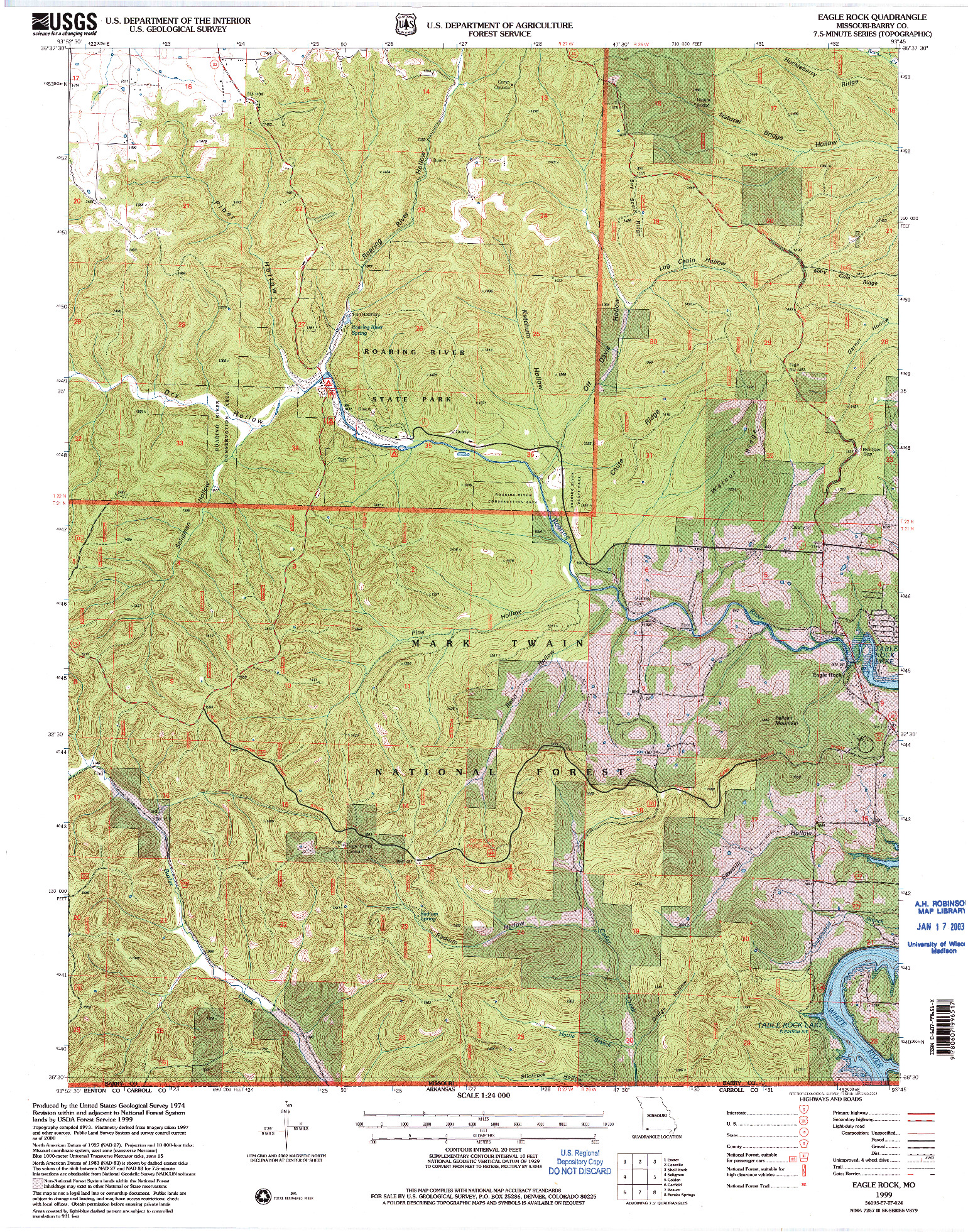 USGS 1:24000-SCALE QUADRANGLE FOR EAGLE ROCK, MO 1999