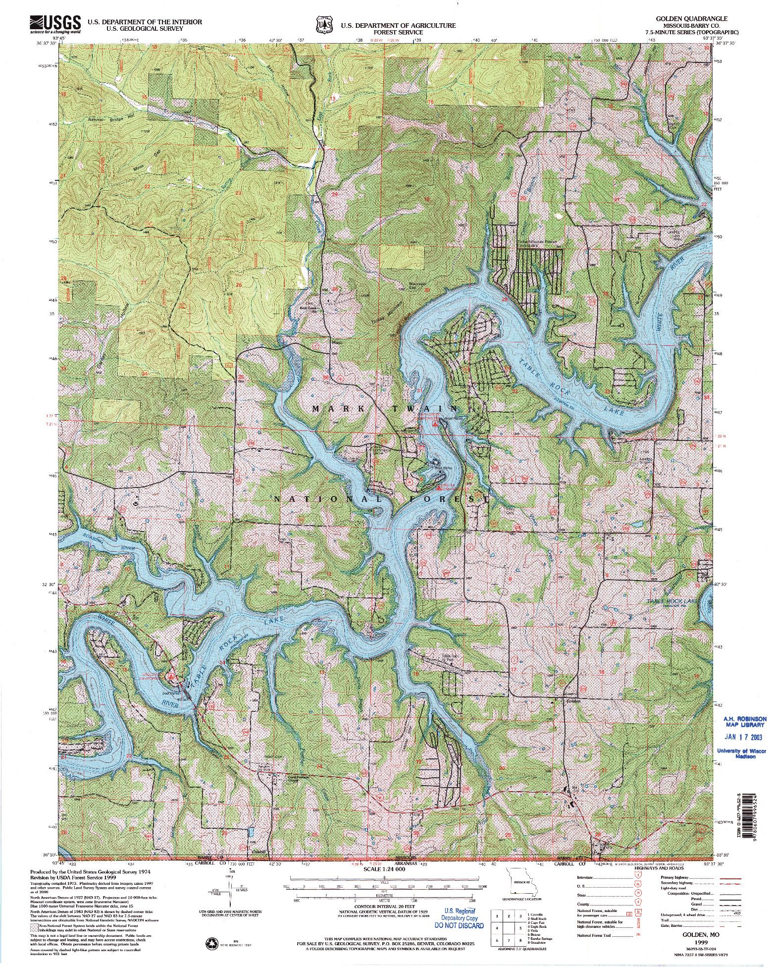 USGS 1:24000-SCALE QUADRANGLE FOR GOLDEN, MO 1999