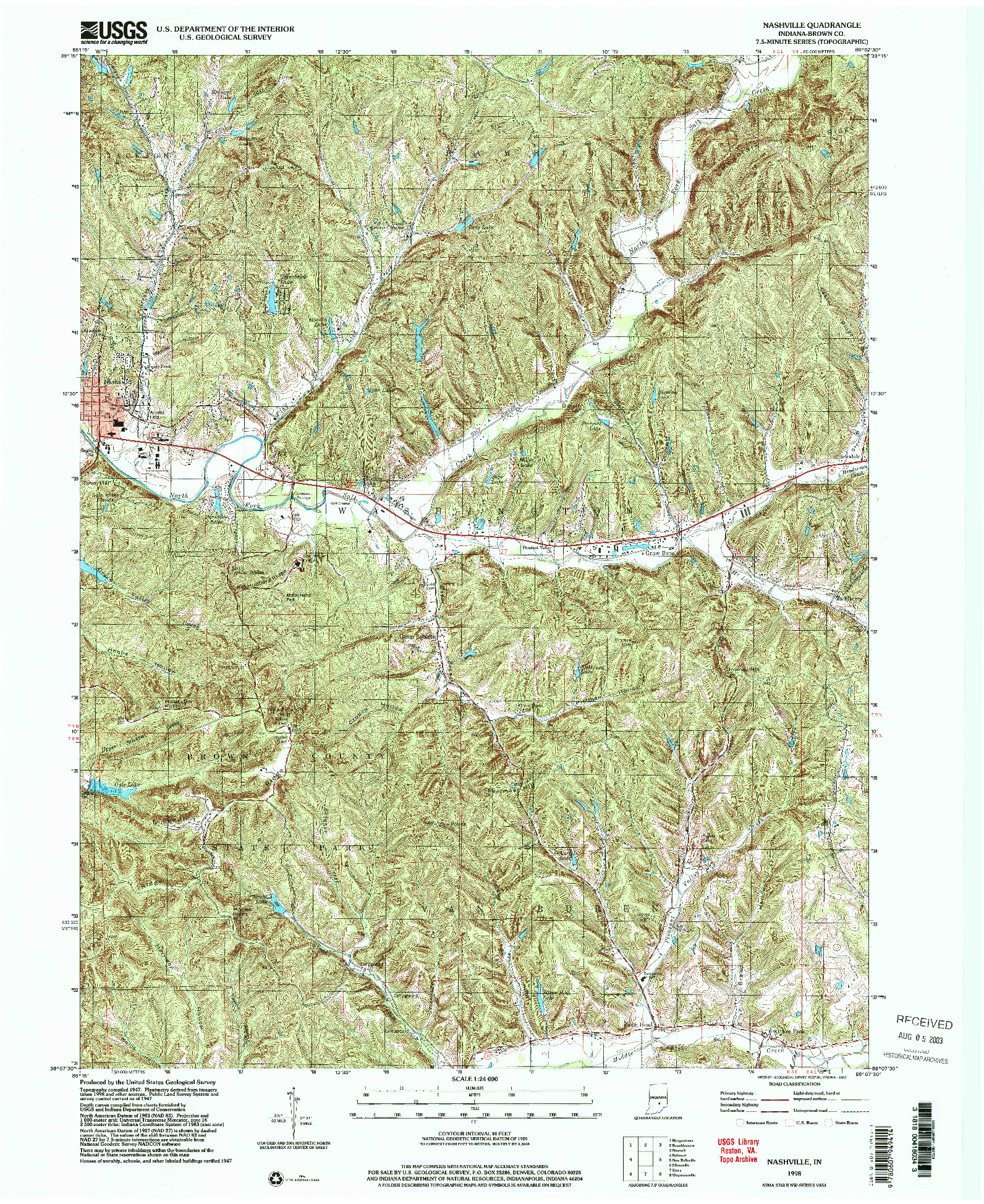 USGS 1:24000-SCALE QUADRANGLE FOR NASHVILLE, IN 1998
