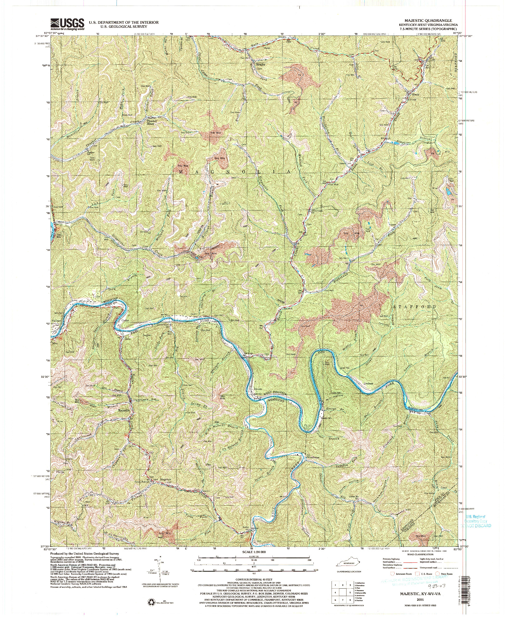 USGS 1:24000-SCALE QUADRANGLE FOR MAJESTIC, KY 2001