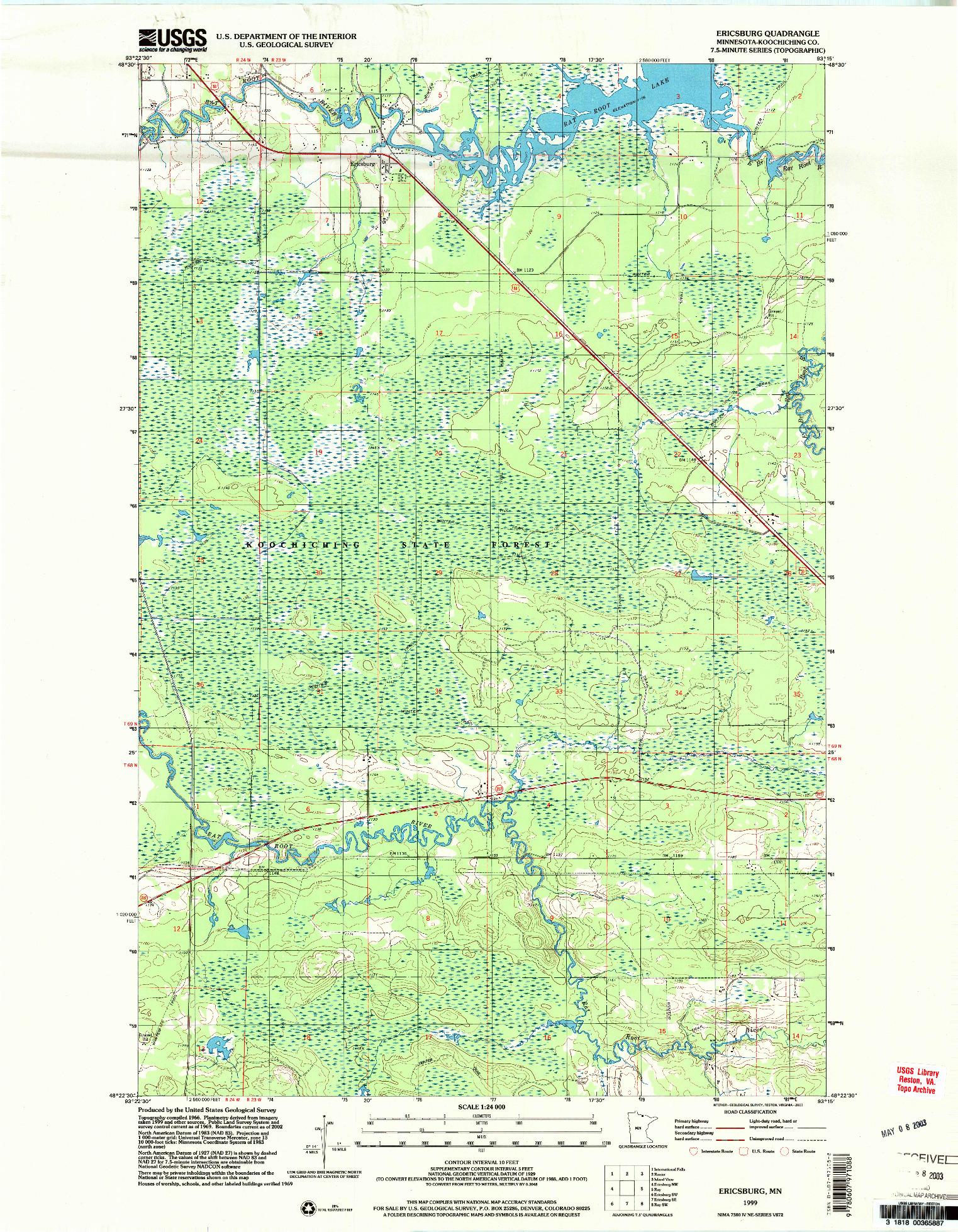 USGS 1:24000-SCALE QUADRANGLE FOR ERICSBURG, MN 1999