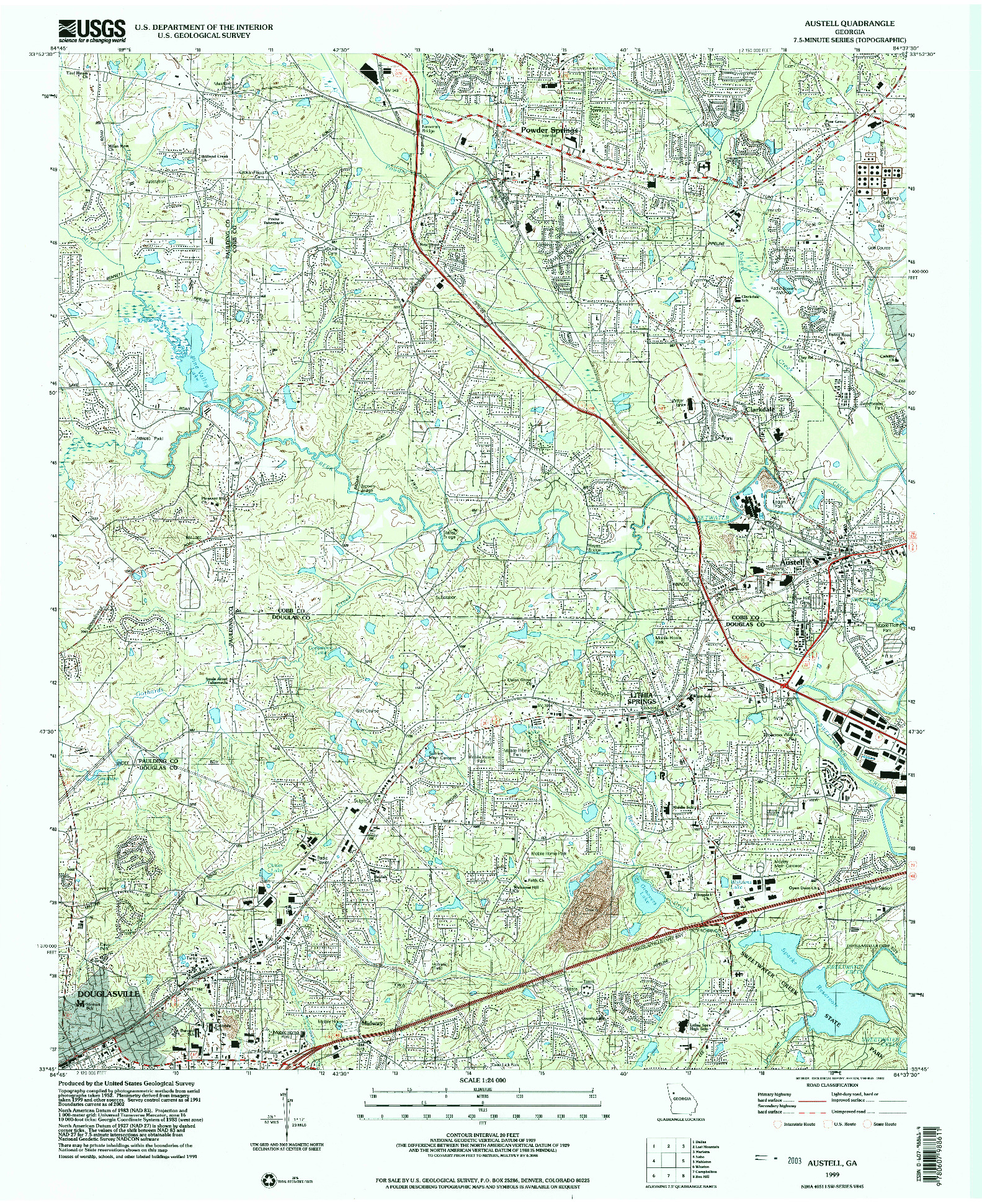 USGS 1:24000-SCALE QUADRANGLE FOR AUSTELL, GA 1999
