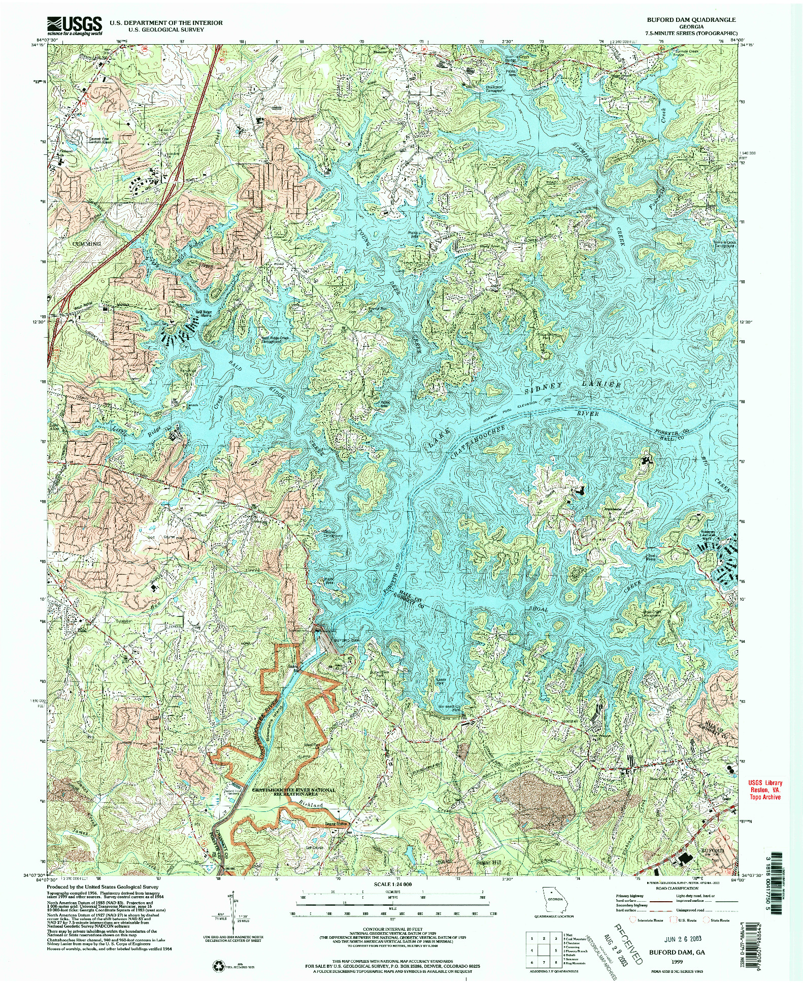 USGS 1:24000-SCALE QUADRANGLE FOR BUFORD DAM, GA 1999