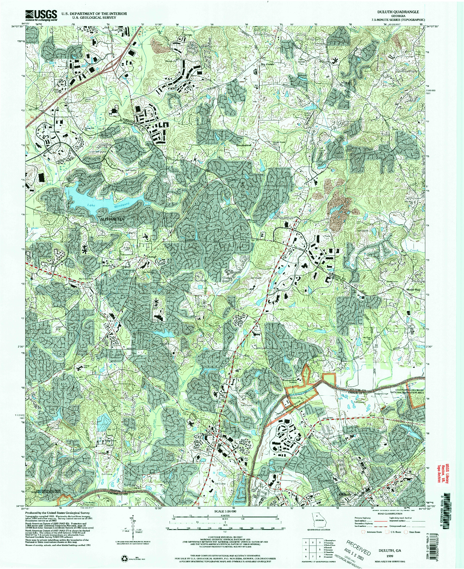 USGS 1:24000-SCALE QUADRANGLE FOR DULUTH, GA 1999