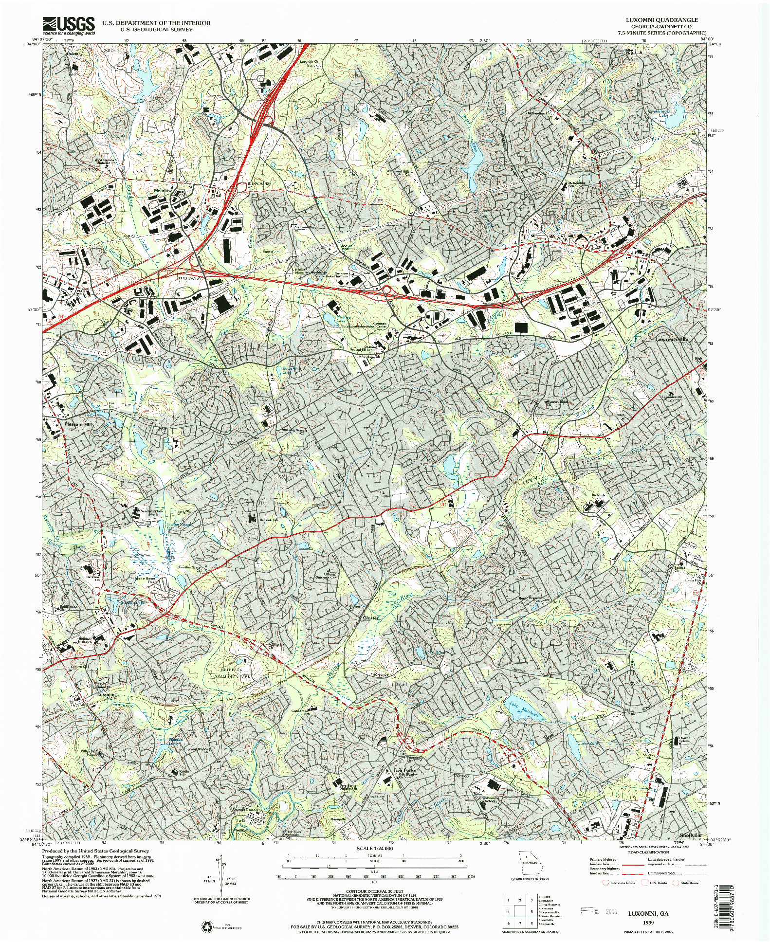 USGS 1:24000-SCALE QUADRANGLE FOR LUXOMNI, GA 1999