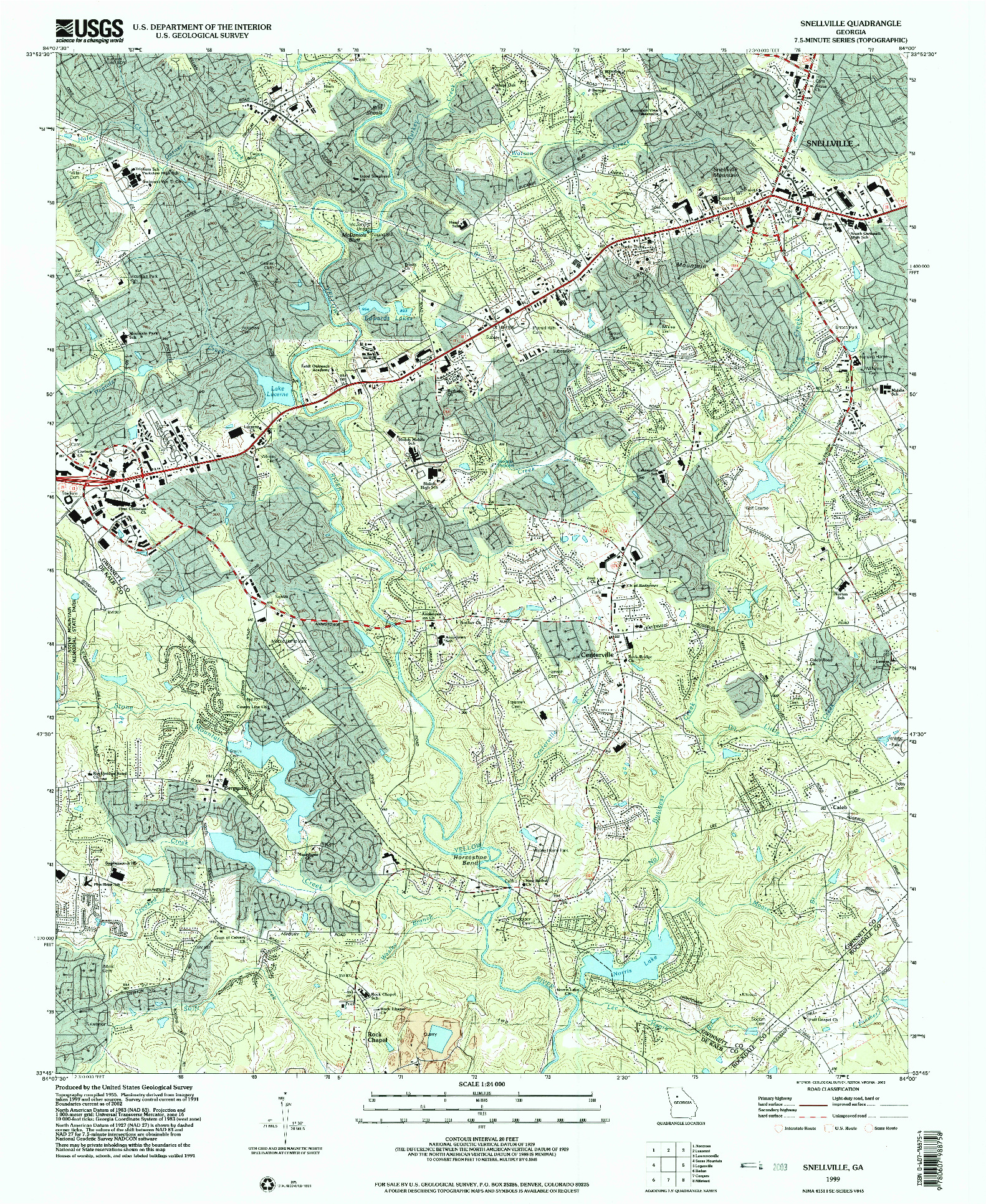USGS 1:24000-SCALE QUADRANGLE FOR SNELLVILLE, GA 1999