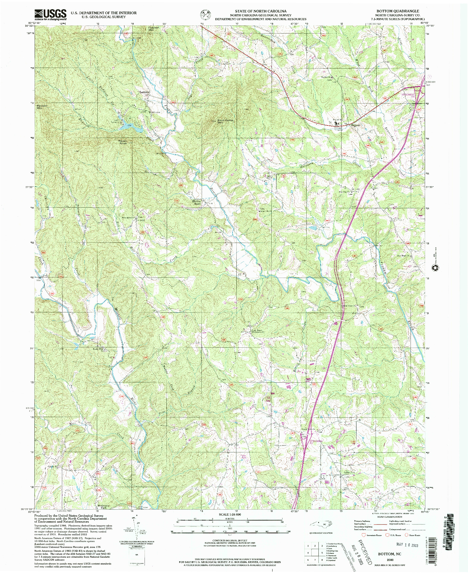USGS 1:24000-SCALE QUADRANGLE FOR BOTTOM, NC 2000