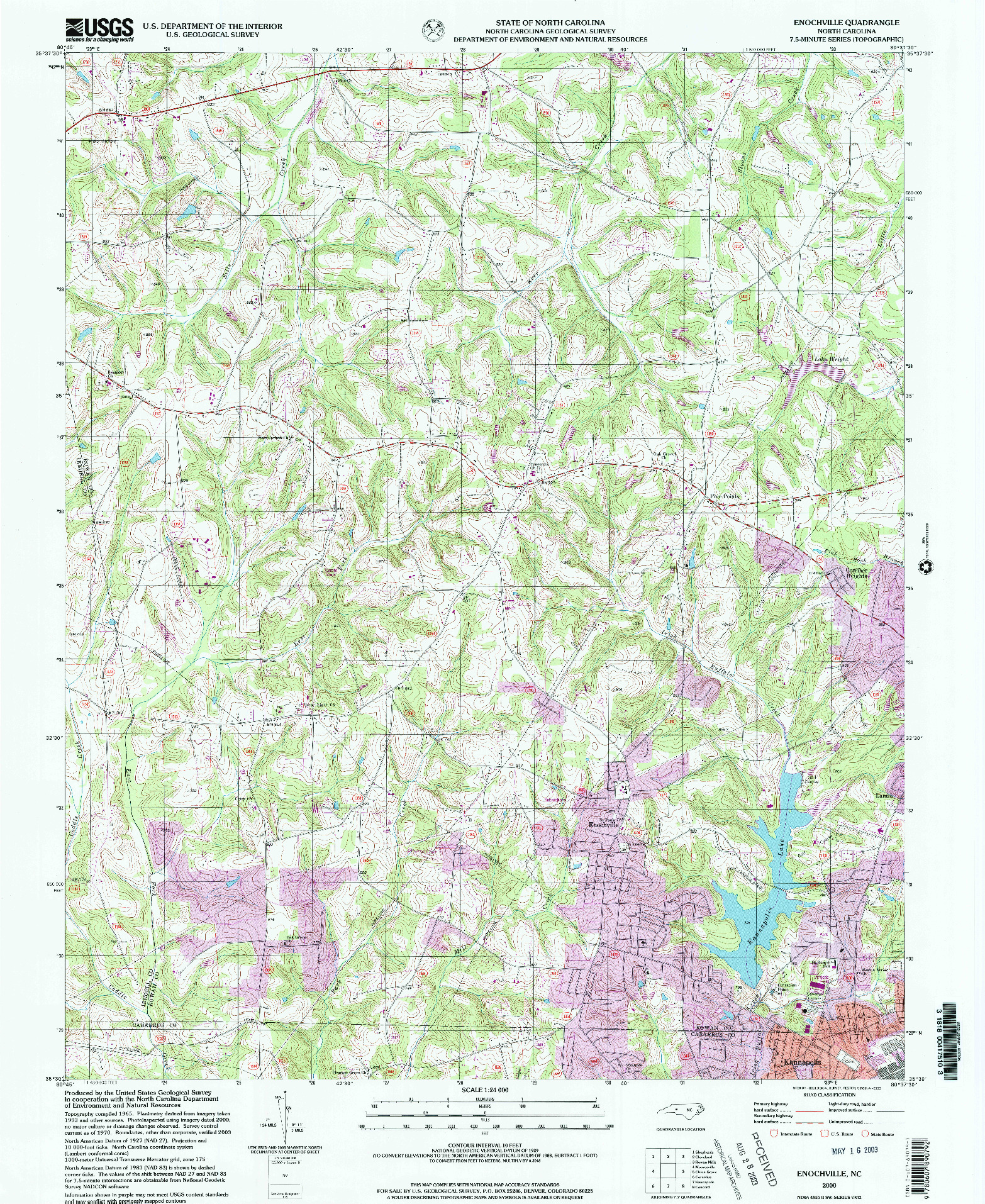USGS 1:24000-SCALE QUADRANGLE FOR ENOCHVILLE, NC 2000
