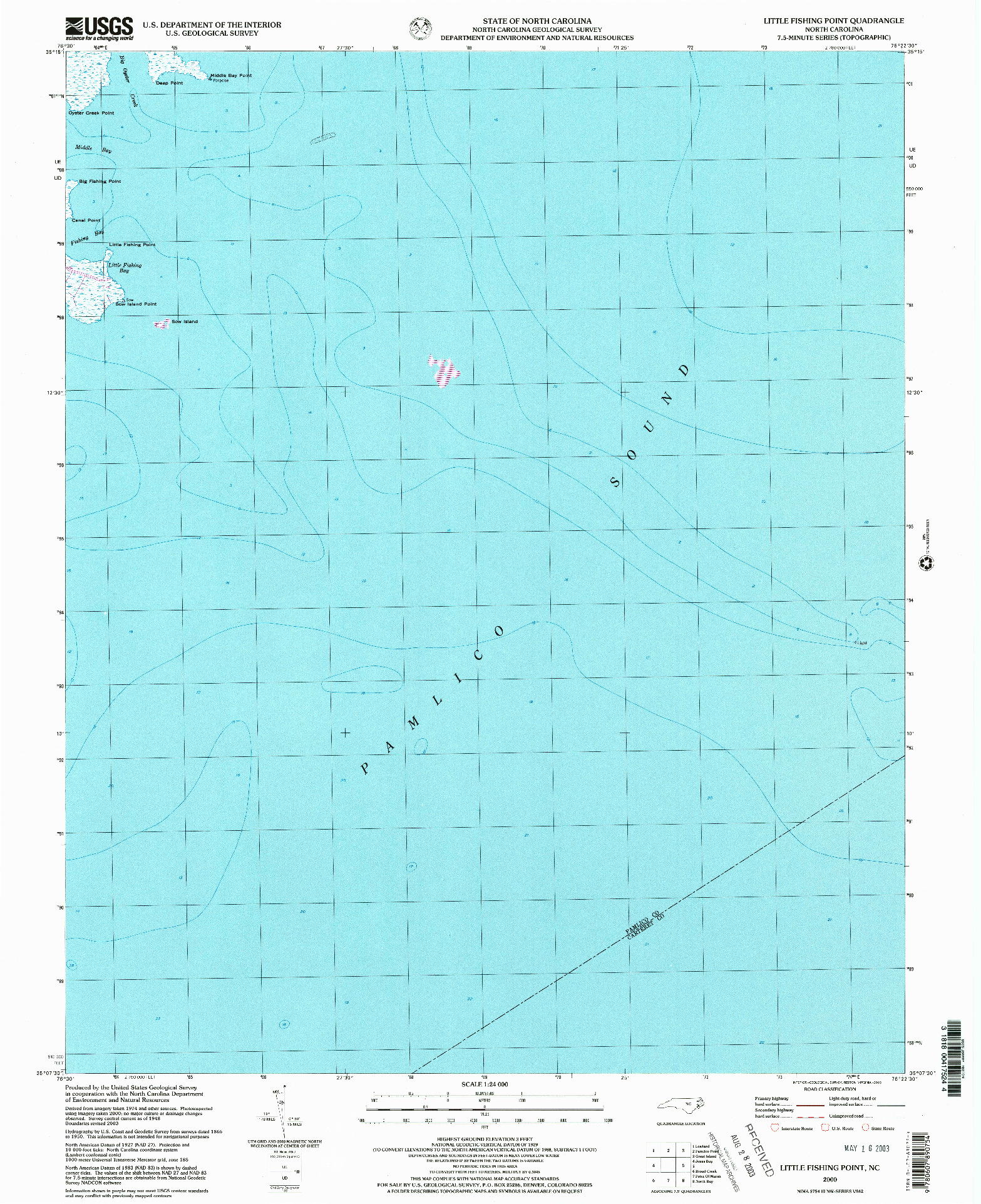USGS 1:24000-SCALE QUADRANGLE FOR LITTLE FISHING POINT, NC 2000