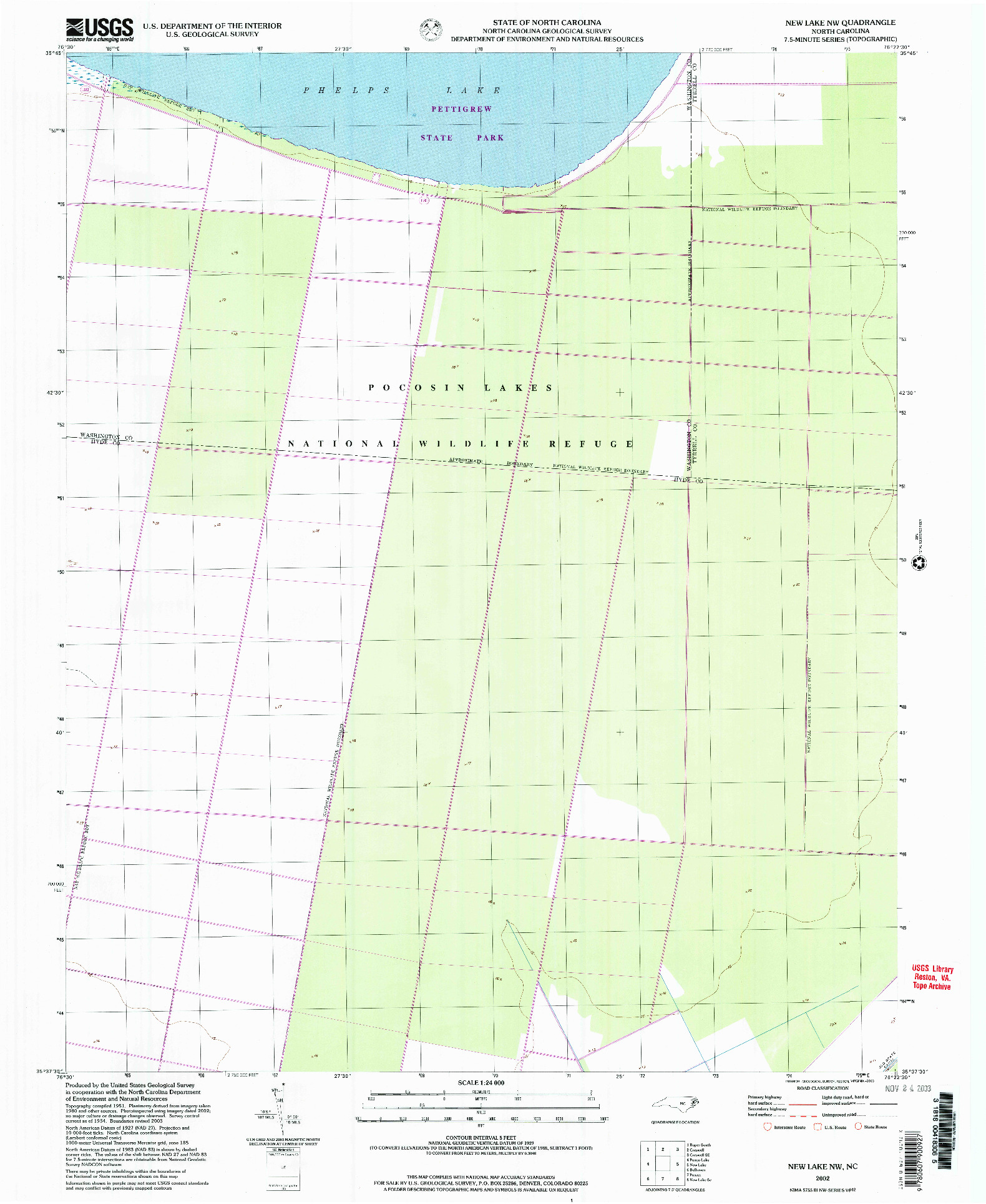 USGS 1:24000-SCALE QUADRANGLE FOR NEW LAKE NW, NC 2002