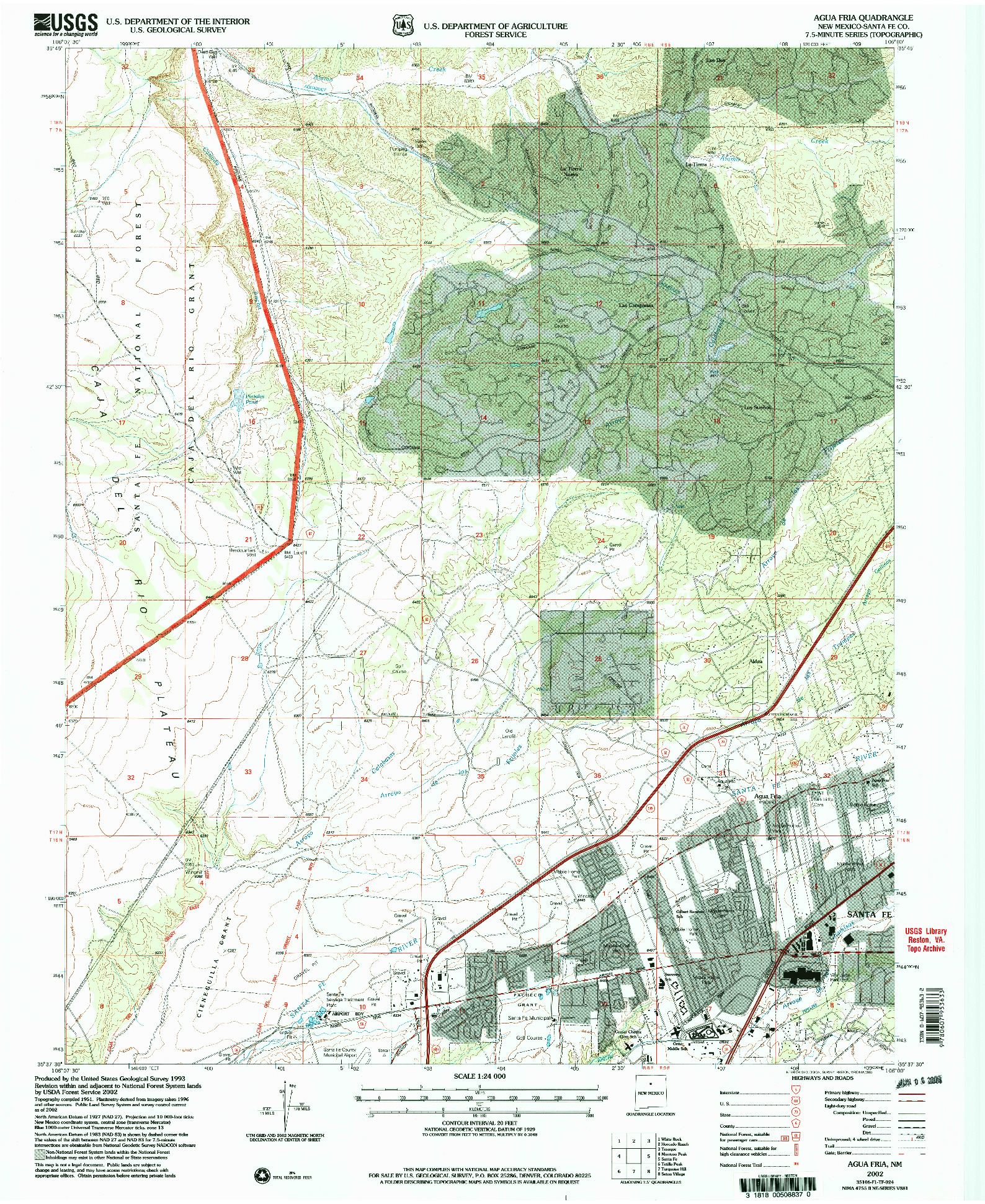 USGS 1:24000-SCALE QUADRANGLE FOR AGUA FRIA, NM 2002